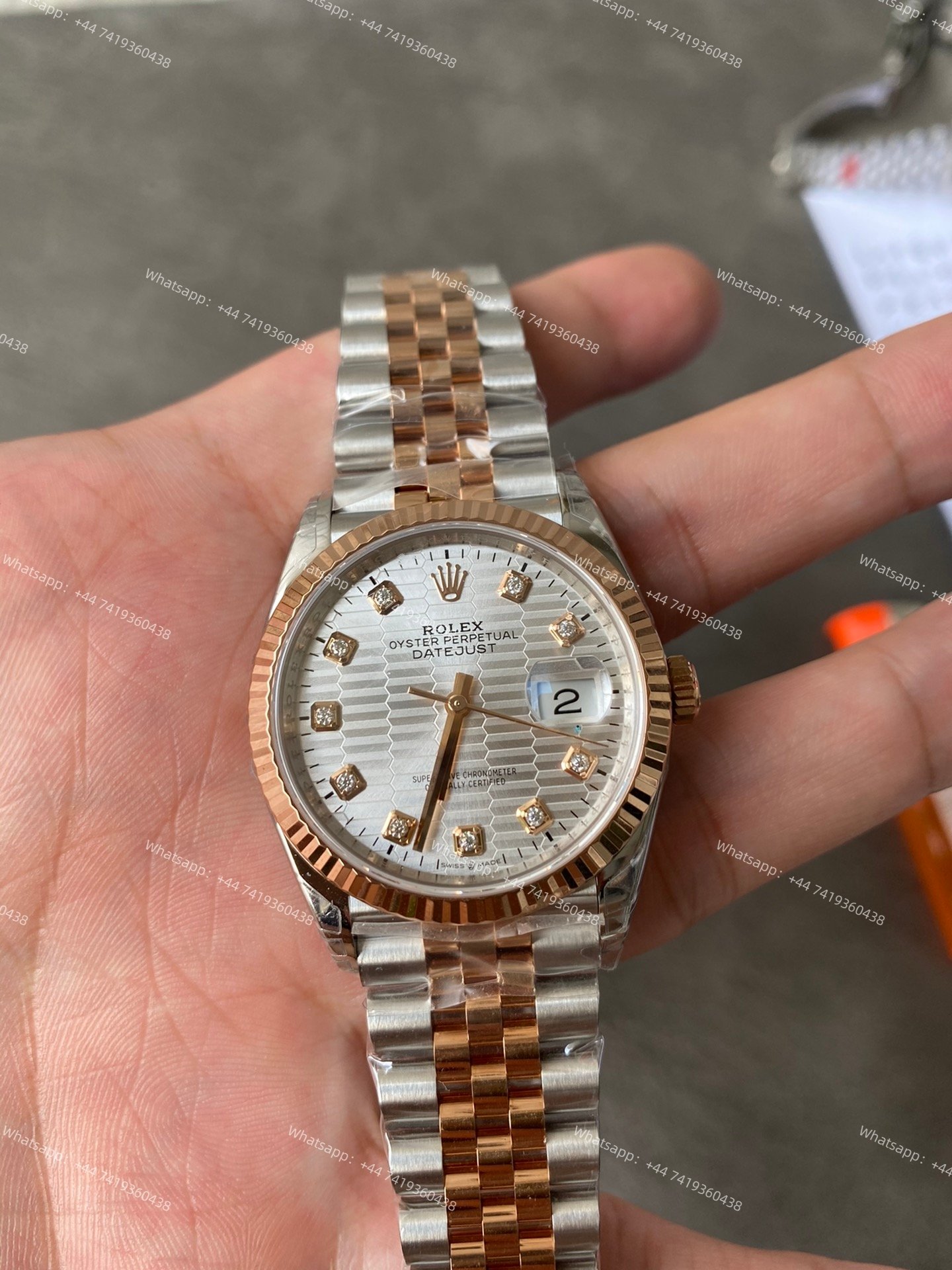 Rolex Datejust M126231-0039 1:1 Replica Water Ripple Diamond Silver Dial Jubilee 36MM 3235 Movement Super Clone Watch