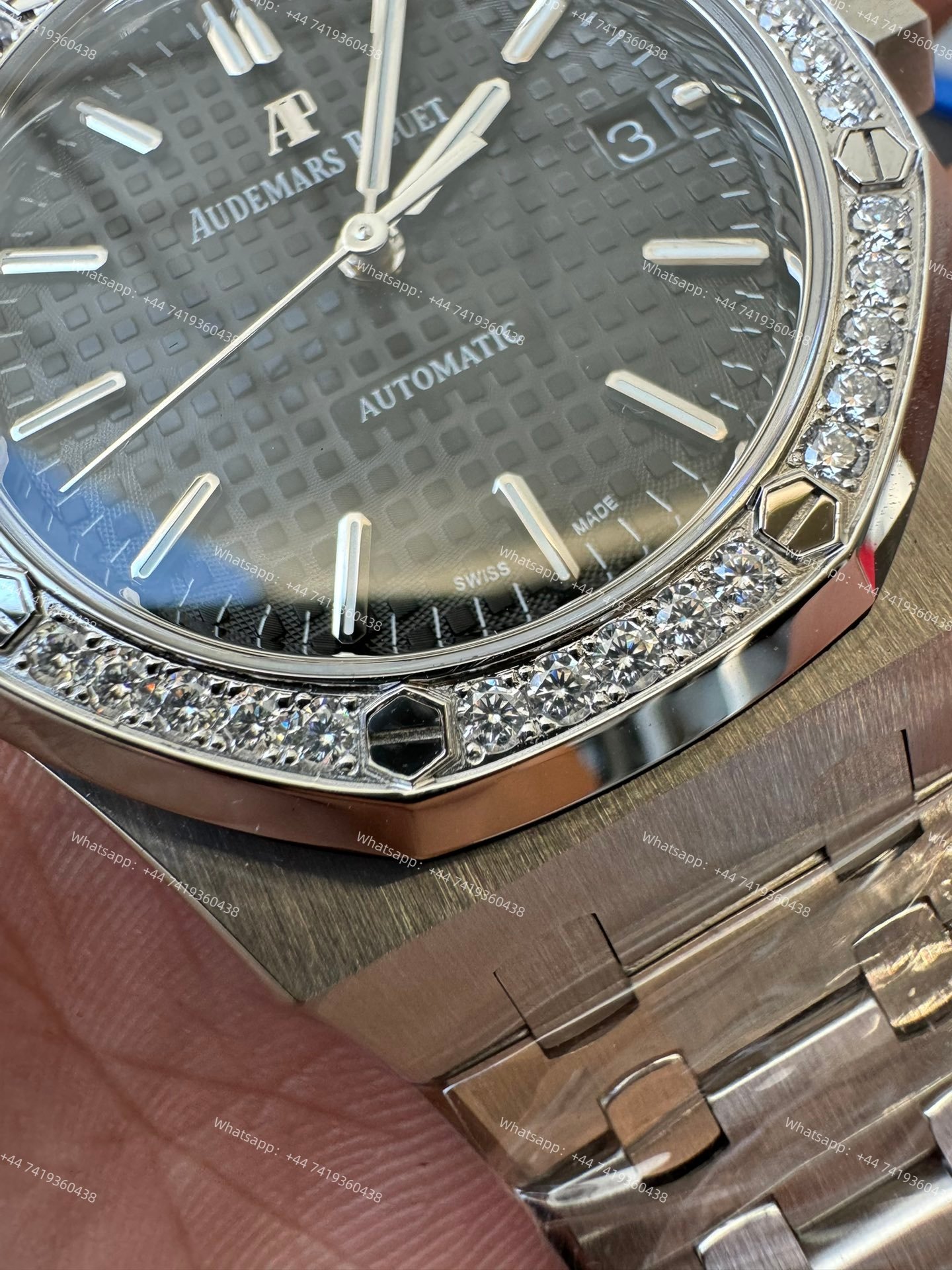 Audemars Piguet Super Clone Royal Oak 15451ST Diamond-Set Bezel Black Dial 37MM