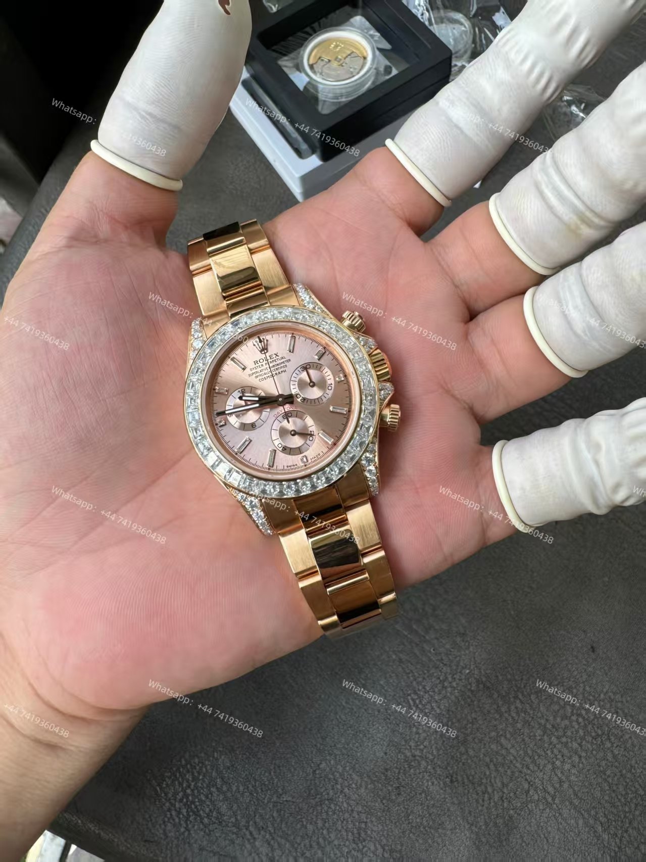 Rolex Super Clone Daytona 126595TBR 1:1 Replica Watch – 18K Rose Gold Diamond Beze 4131 movement