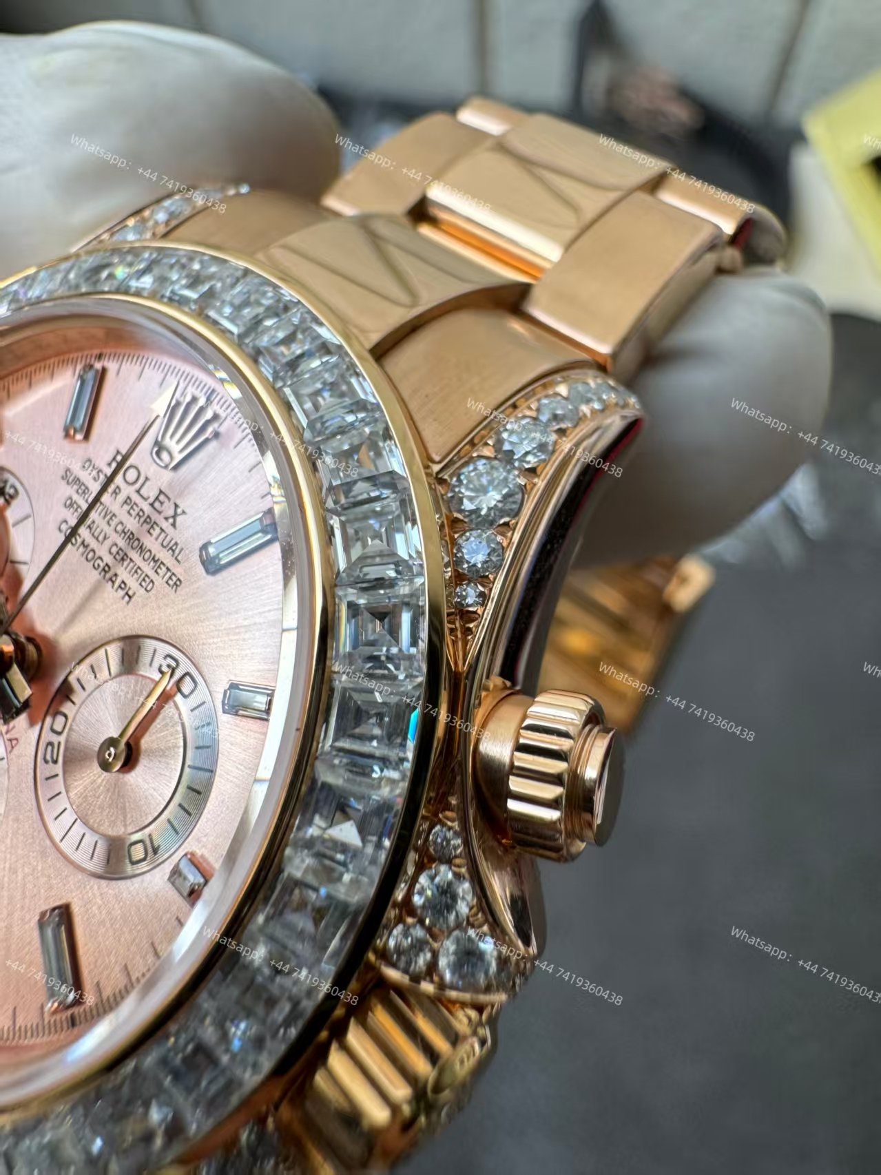 Rolex Super Clone Daytona 126595TBR 1:1 Replica Watch – 18K Rose Gold Diamond Beze 4131 movement