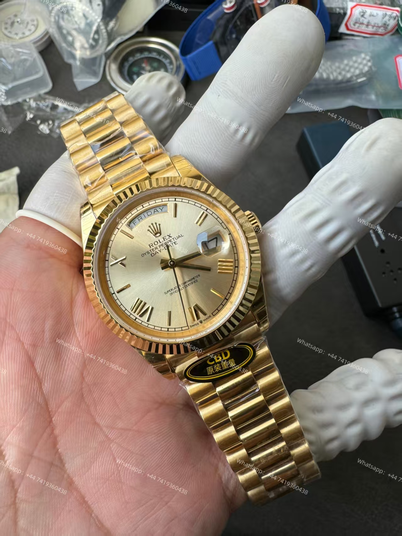 Rolex Day-Date M228238-0006 Gold dial Presidential bracelet 3255 Movement  (40mm) Best Super Clone