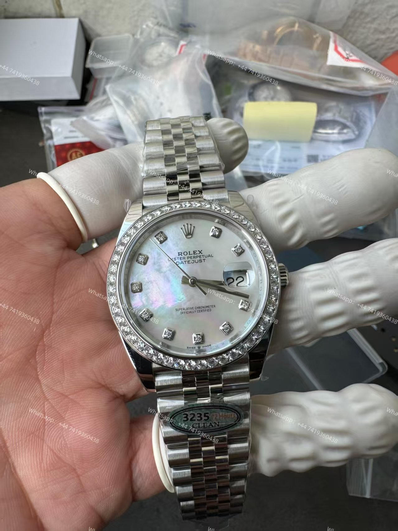 Rolex Datejust M126334-0020 1:1 Replica Mother of Pearl Diamond Dial Jubilee 41MM 3235 Movement Super Clone Watch