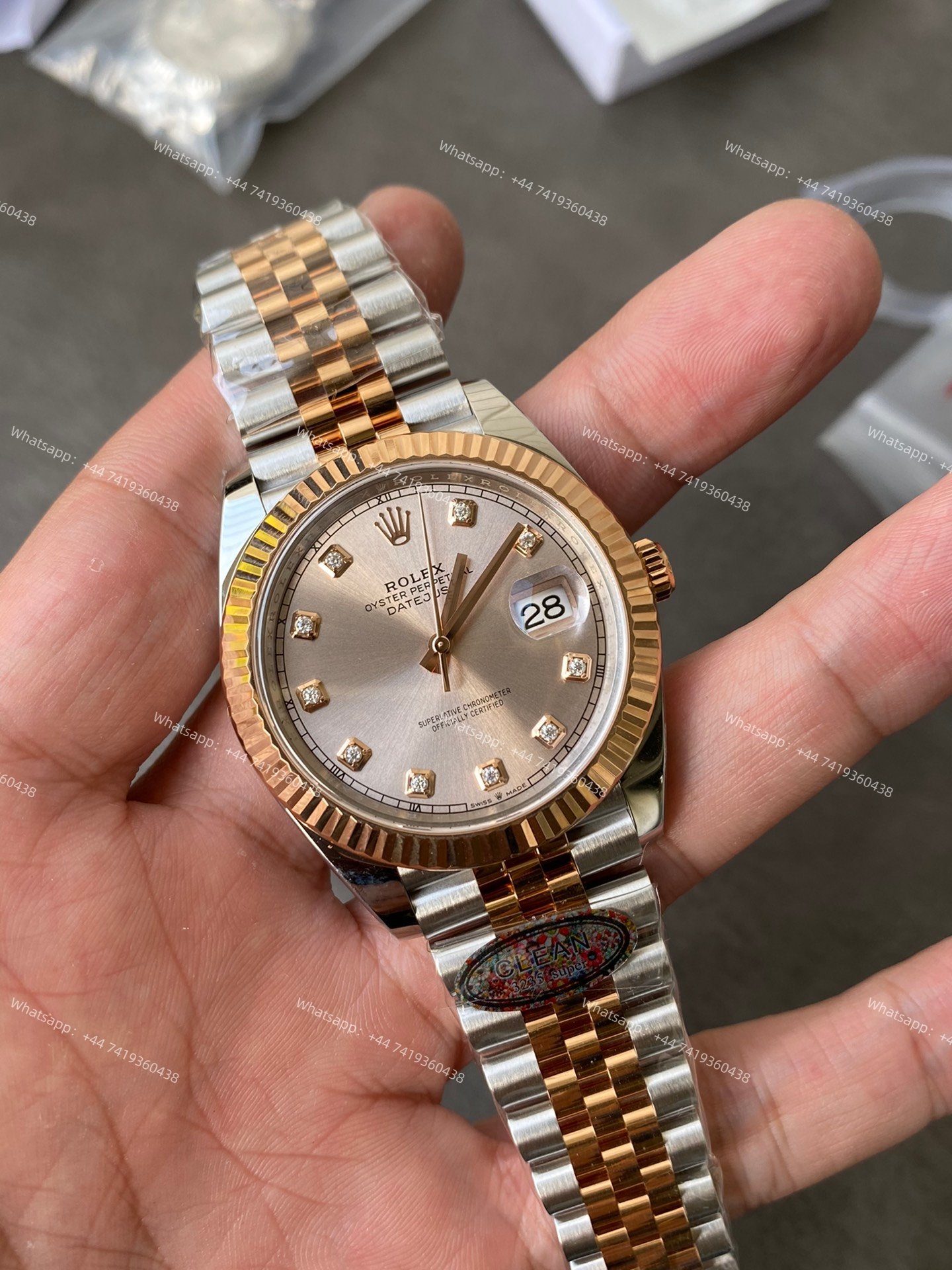 Rolex Datejust M126331-0008 1:1 Replica Rose Gold Diamond Dial Jubilee 41MM 3235 Movement Super Clone Watch