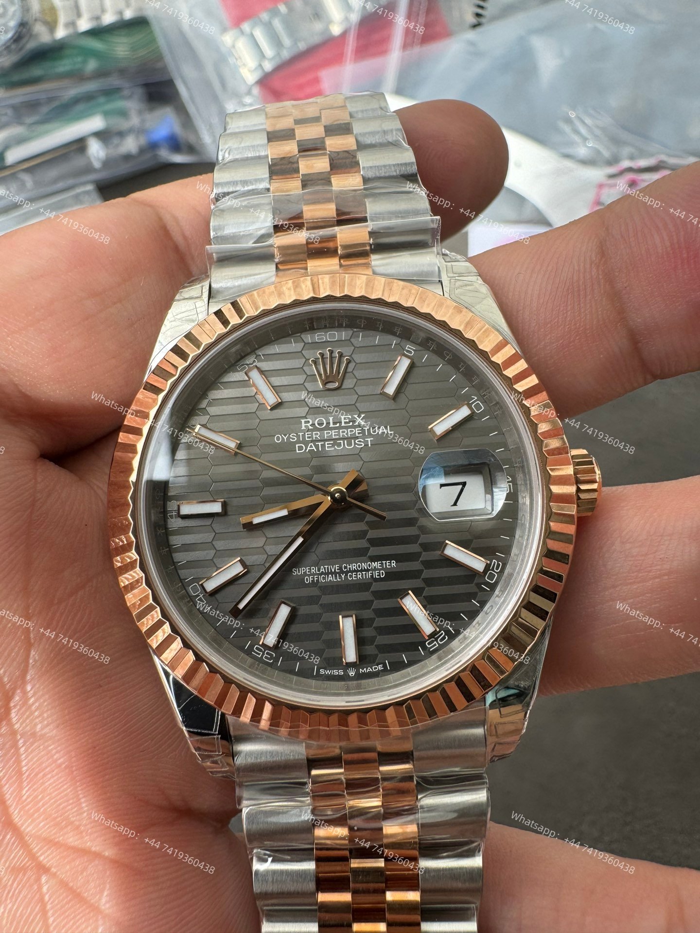 Rolex Datejust M126331-0020 1:1 Replica Water Ripple Rose Gold Gray Dial Jubilee 41MM 3235 Movement Super Clone Watch