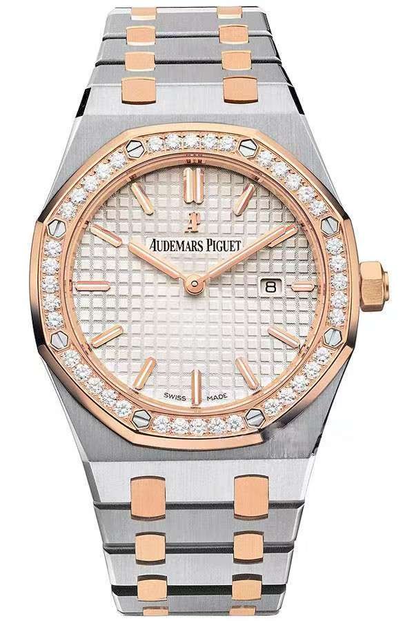 Audemars Piguet Super Clone Royal Oak 67651SR Rose Gold Diamond Bezel White Dial 33MM