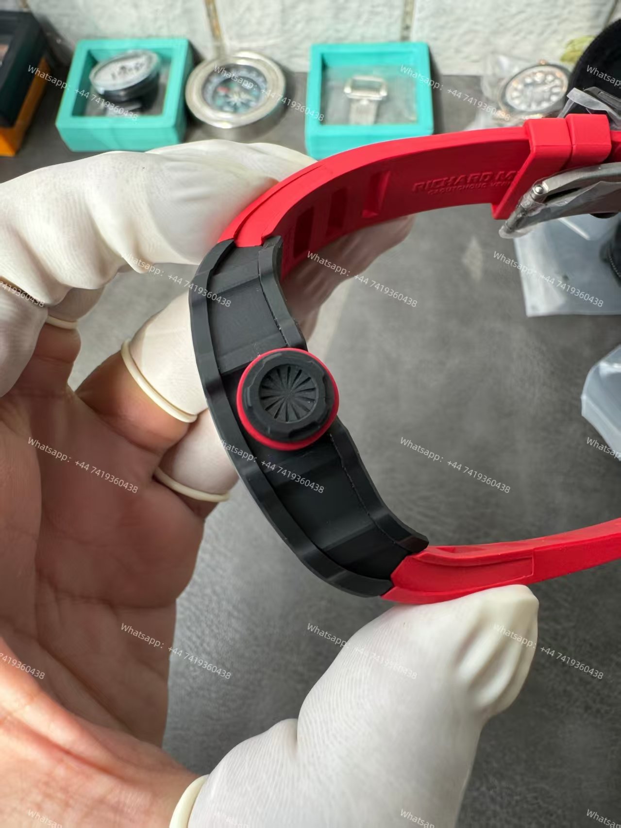 Super Clone Richard Mille RM 35-01 Carbon TPT Skeleton Red Rubber Strap 1:1 Replica Watch