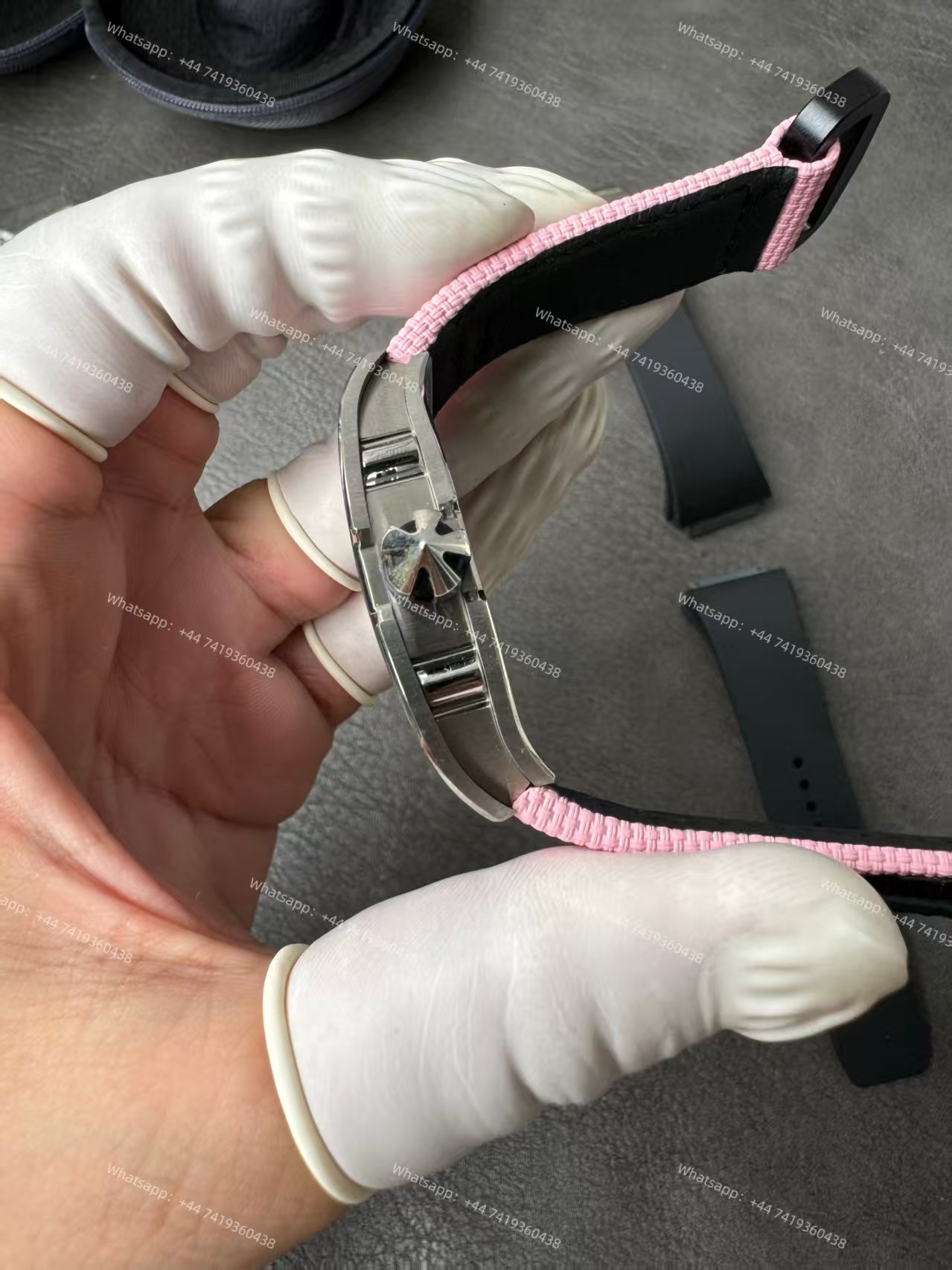 Super Clone Richard Mille RM 67-01 Titanium Skeleton Pink Velcro Strap