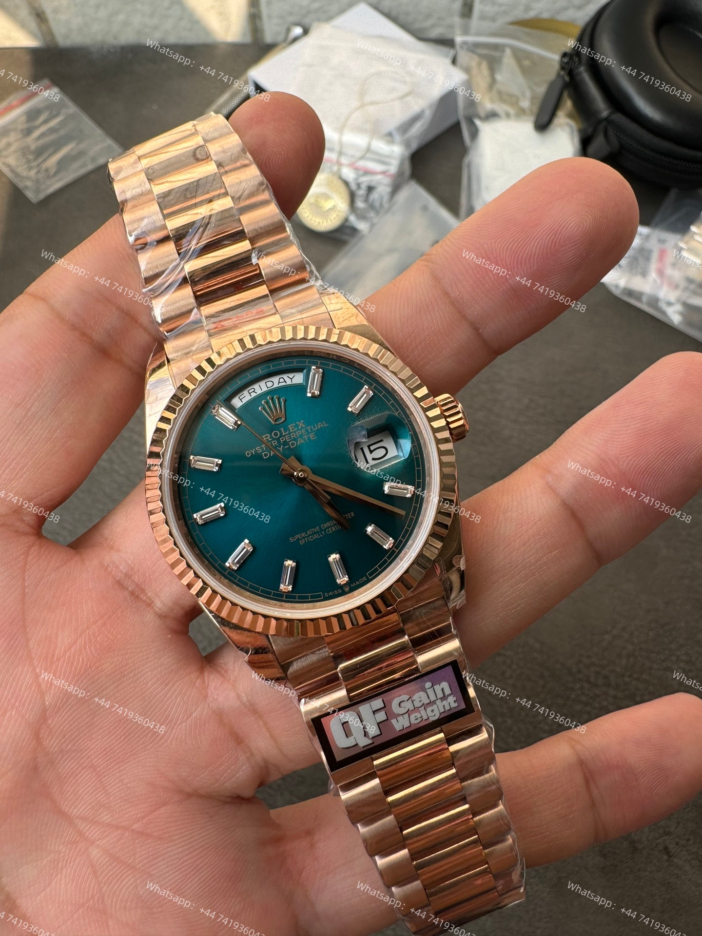 Rolex Day-Date m128235-0085 Rose Gold Turquoise Dial President bracelet 3255 Movement (36mm) Best Super Clone
