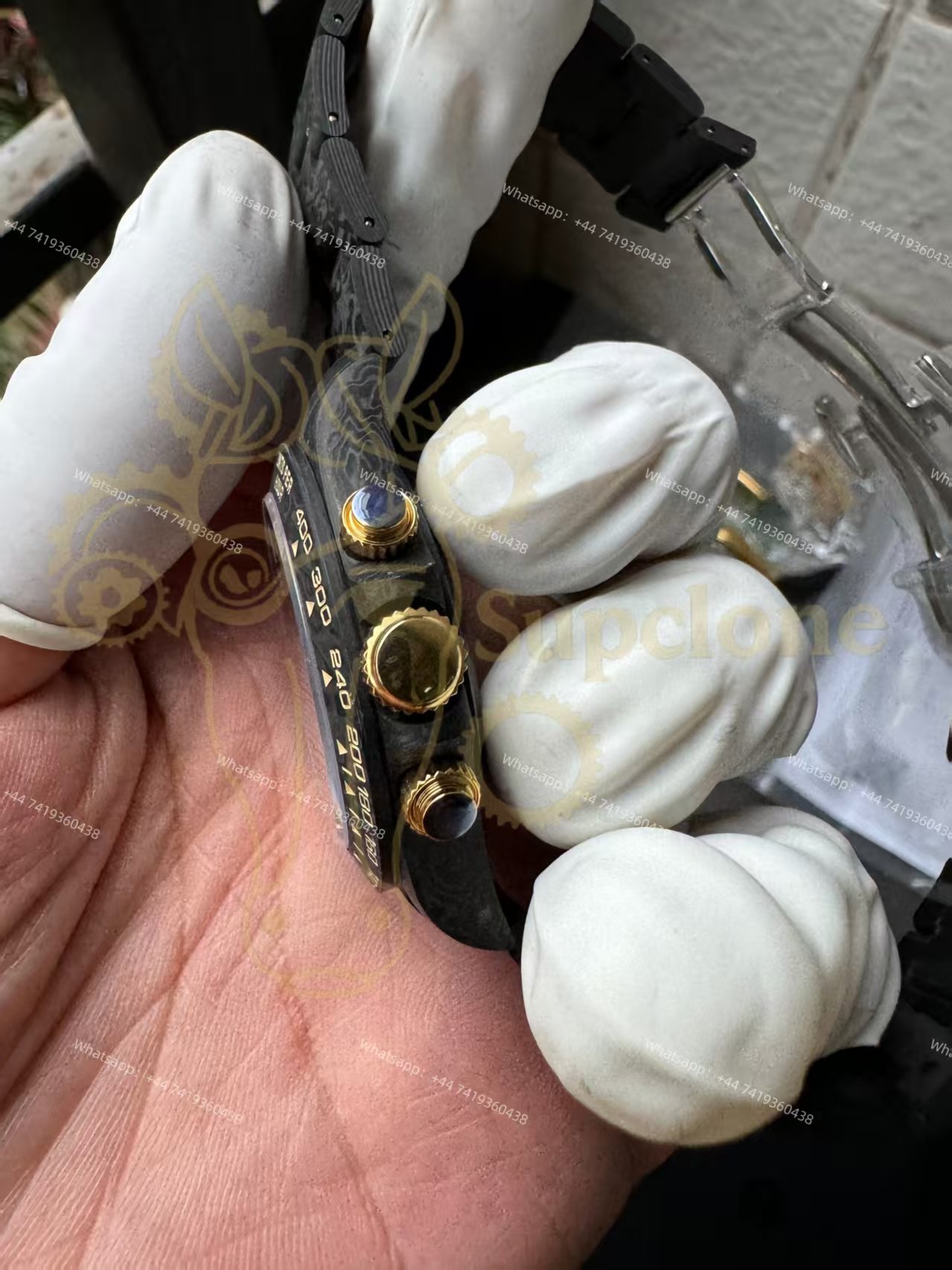 Rolex Super Clone Carbon Fiber Daytona Gold Accents Full Carbon Bracelet