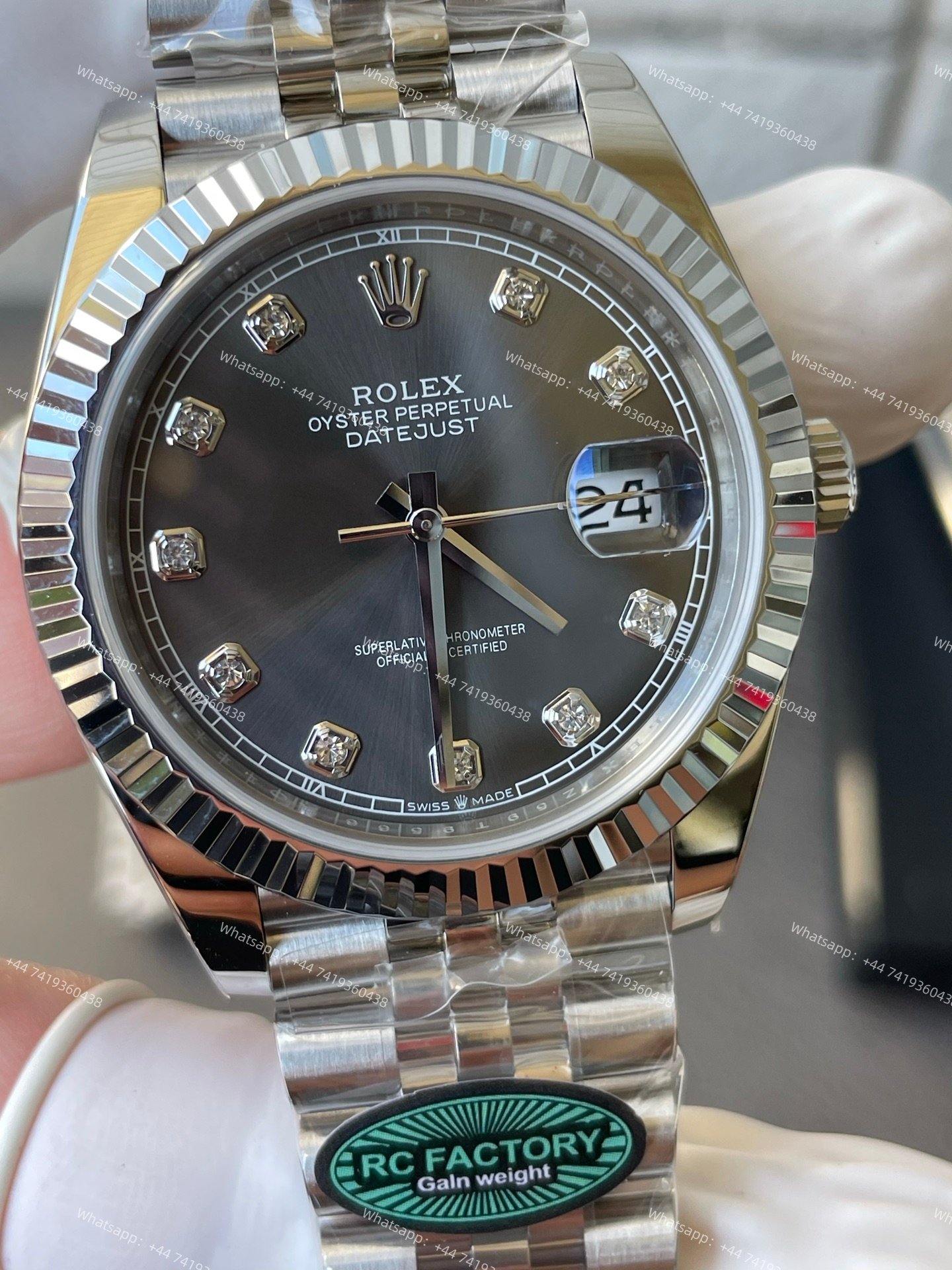 Rolex Datejust M126334-0006 1:1 Replica Grey Diamond Dial Jubilee 41MM 3235 Movement Super Clone Watch