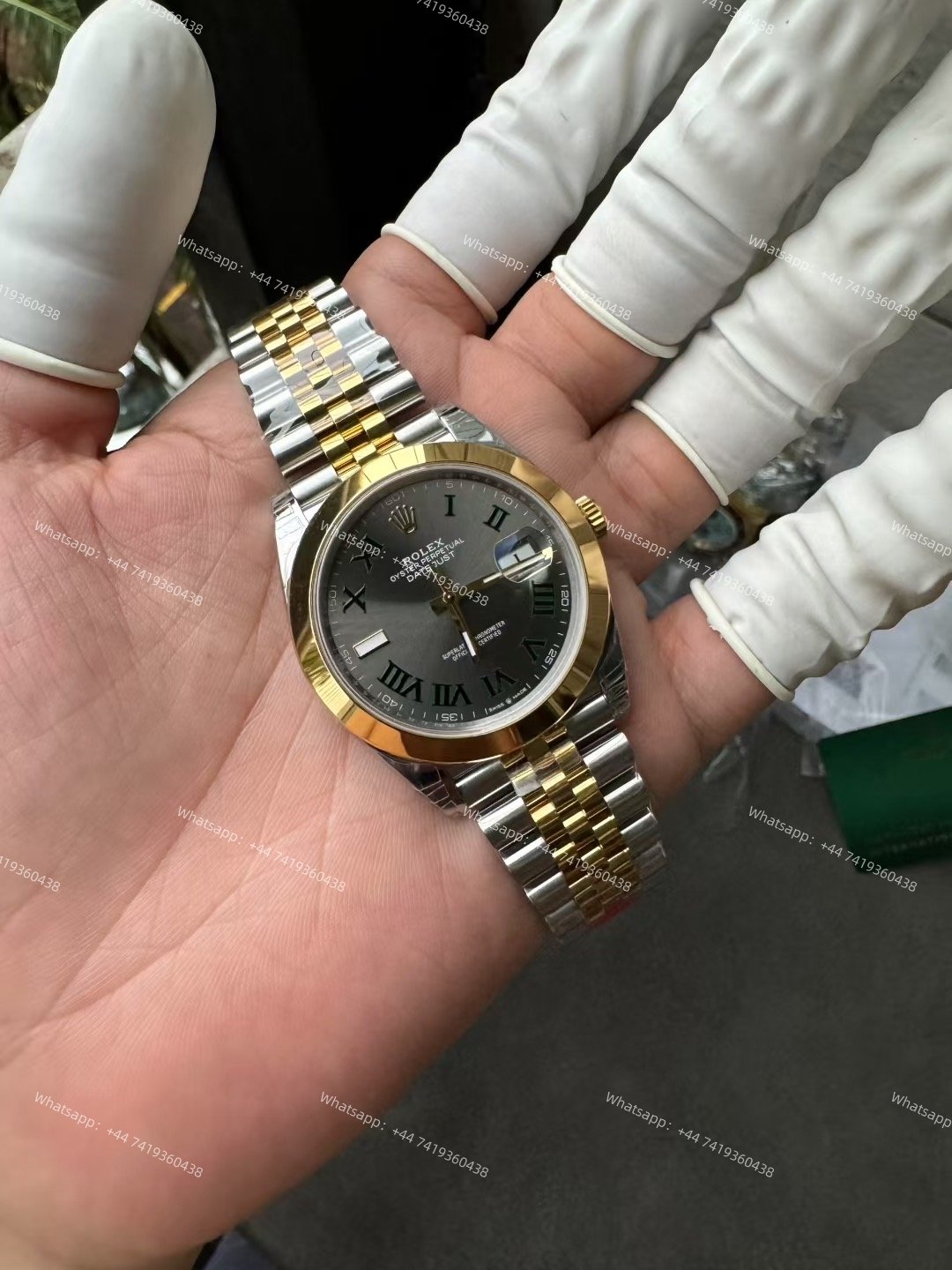 Rolex Datejust M126303-0020 1:1 Replica Oystersteel & Yellow Gold Green Roman Dial Jubilee 41MM 3235 Movement Super Clone Watch