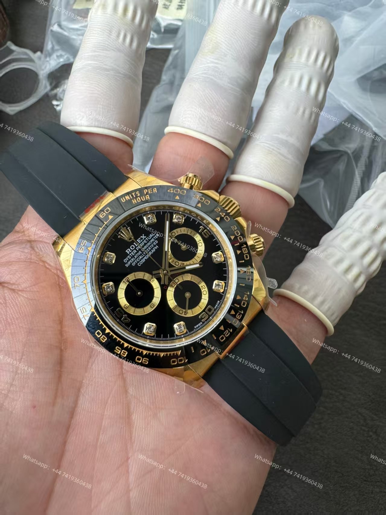 Rolex Daytona 1:1 Replica – M116518LN-0078 Black Diamond Dial 18K Gold 4130 Super Clone