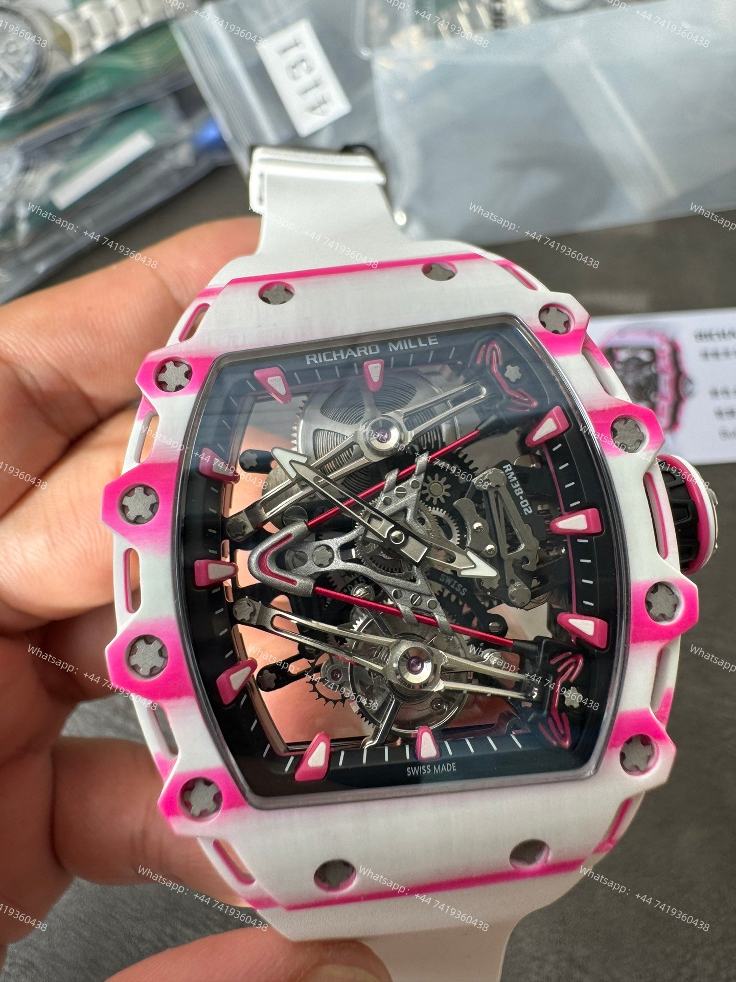 Super Clone Richard Mille RM38-02 Bubba Watson White & Pink Tourbillon
