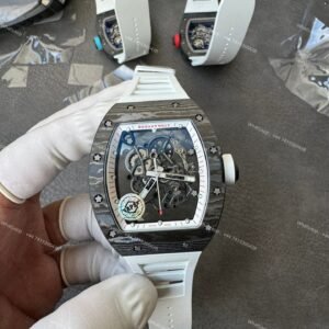 Super Clone Richard Mille RM 055 Carbon TPT White Rubber Strap 1:1 Replica Watch