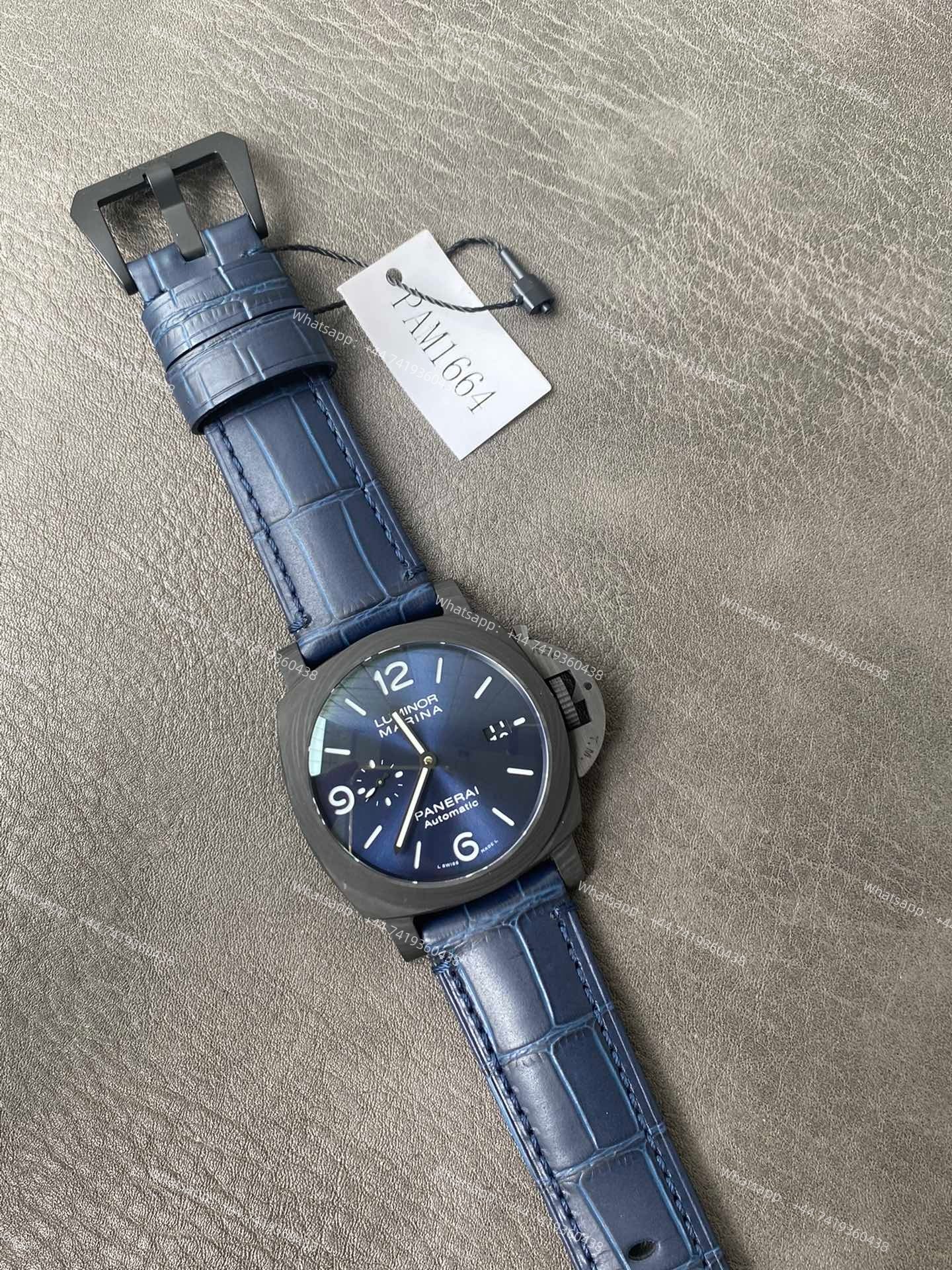 Panerai Super Clone Luminor Marina PAM01664 Carbotech Blue Dial 44MM