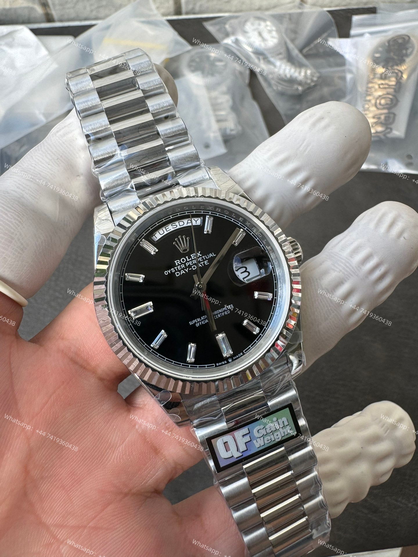Rolex Day-Date m228236-0004 Black diamond-set dial President bracelet 3255 Movement (40mm) Best Super Clone