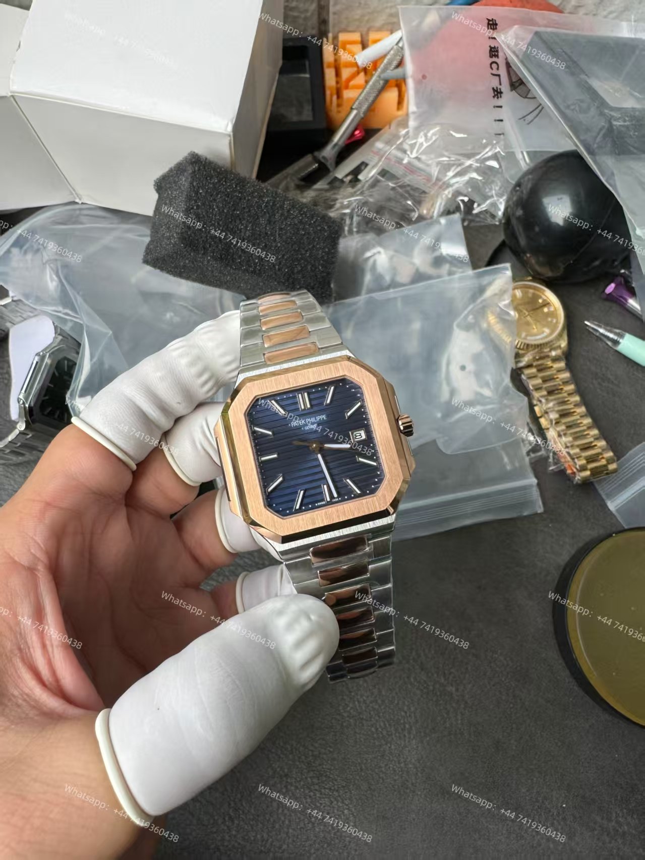 Patek Philippe Super Clone Cubitus 5821/1AR-001 Gold & Steel Blue Dial 45MM