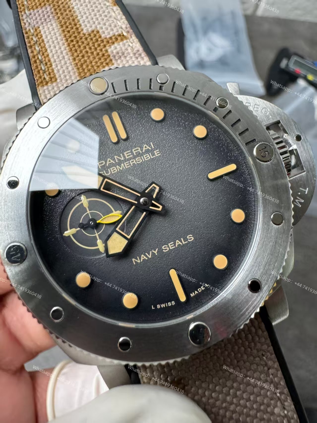 Panerai Super Clone Submersible PAM01518 Navy SEALs 44MM Black & Gray Gradient Dial