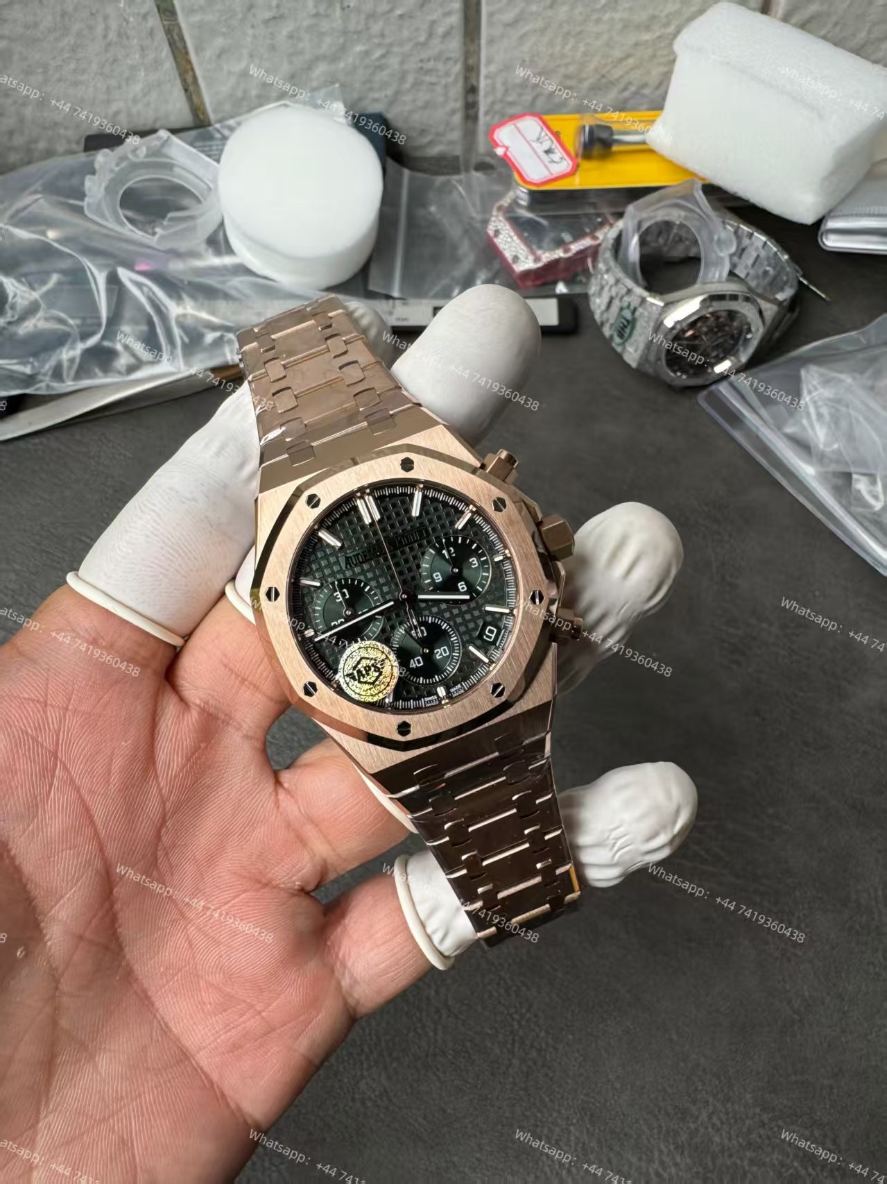 Audemars Piguet Super Clone Royal Oak Rose Gold Green Dial 26240 Chronograph 41mm Cal.4401