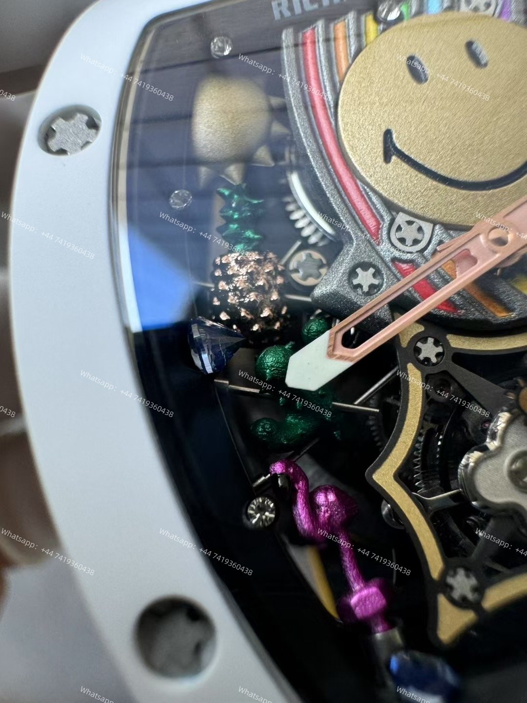 Super Clone Richard Mille RM 88 Smiley White Ceramic Yellow Strap 1:1 Replica Watch