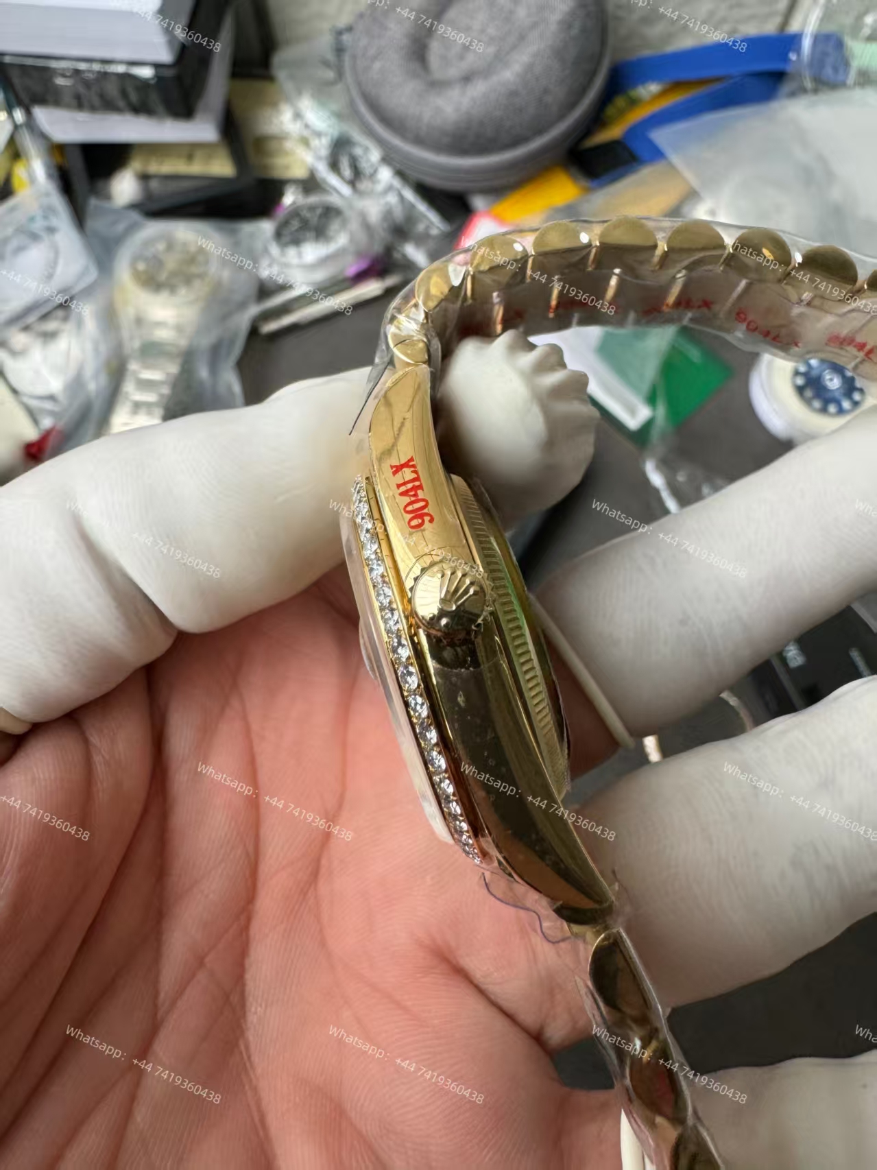Rolex Day-Date M228348rbr-0002 Gold dial Mossanite bezel Presidential bracelet 3255 Movement (40mm) Best Super Clone