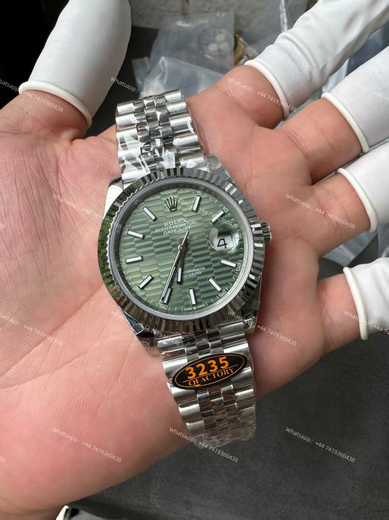 Rolex Datejust M126334-0030 Water Ripple Green Dial 1:1 Replica Jubilee 41MM 3235 Movement Super Clone Watch