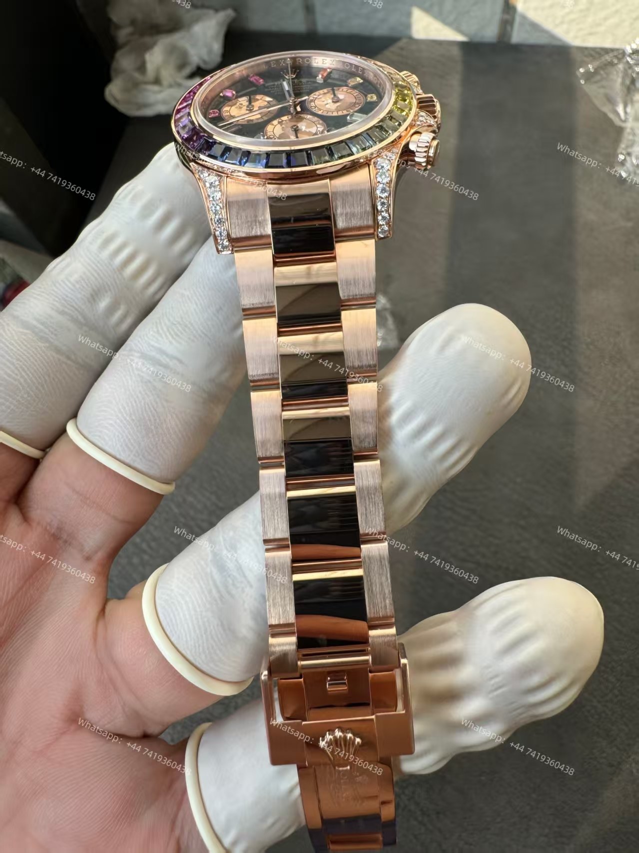 Rolex Super Clone Rainbow Daytona 1:1 Replica Watch – 18K Rose Gold