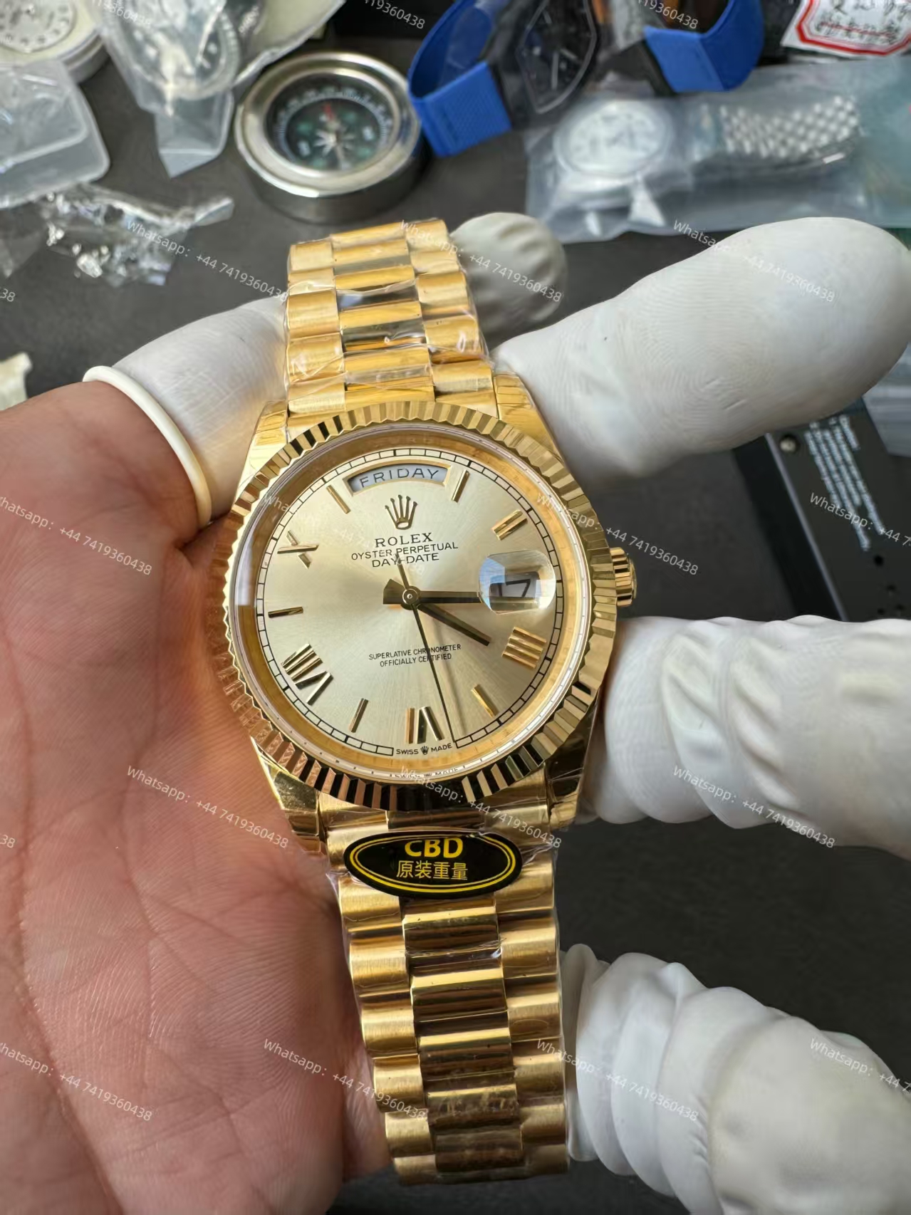 Rolex Day-Date M228238-0006 Gold dial Presidential bracelet 3255 Movement  (40mm) Best Super Clone