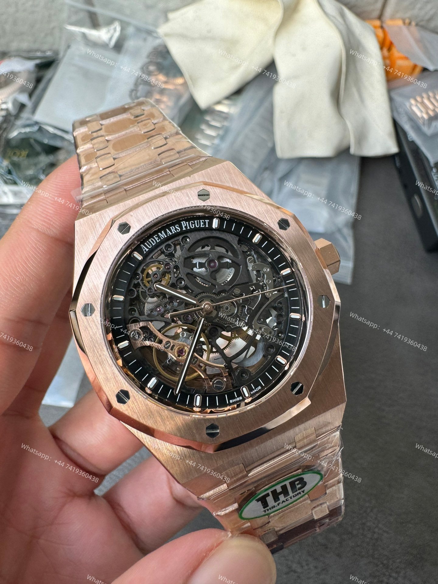 Audemars Piguet Super Clone Royal Oak 15407 Rose Gold Skeleton Dial  41MM