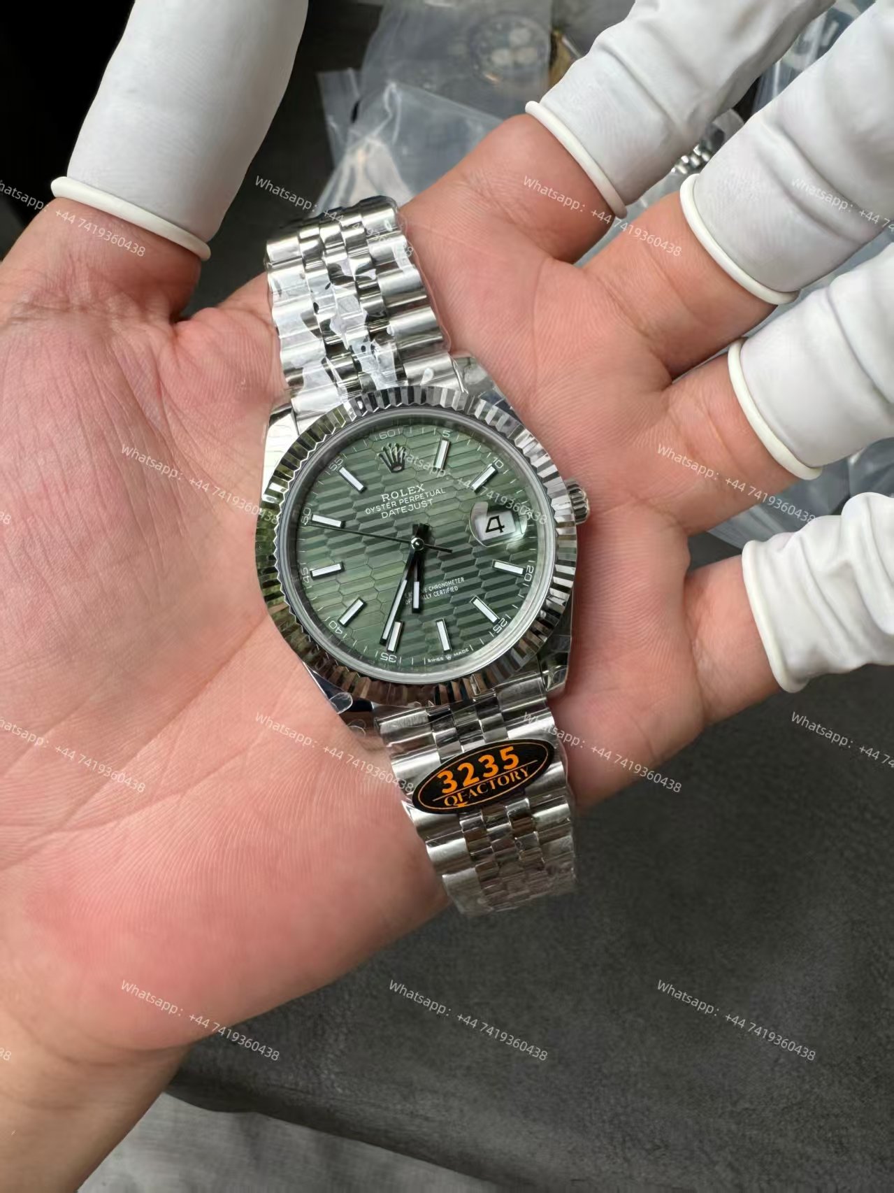 Rolex Datejust M126334-0030 Water Ripple Green Dial 1:1 Replica Jubilee 41MM 3235 Movement Super Clone Watch