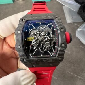 Super Clone Richard Mille RM 35-01 Carbon TPT Skeleton Red Rubber Strap 1:1 Replica Watch