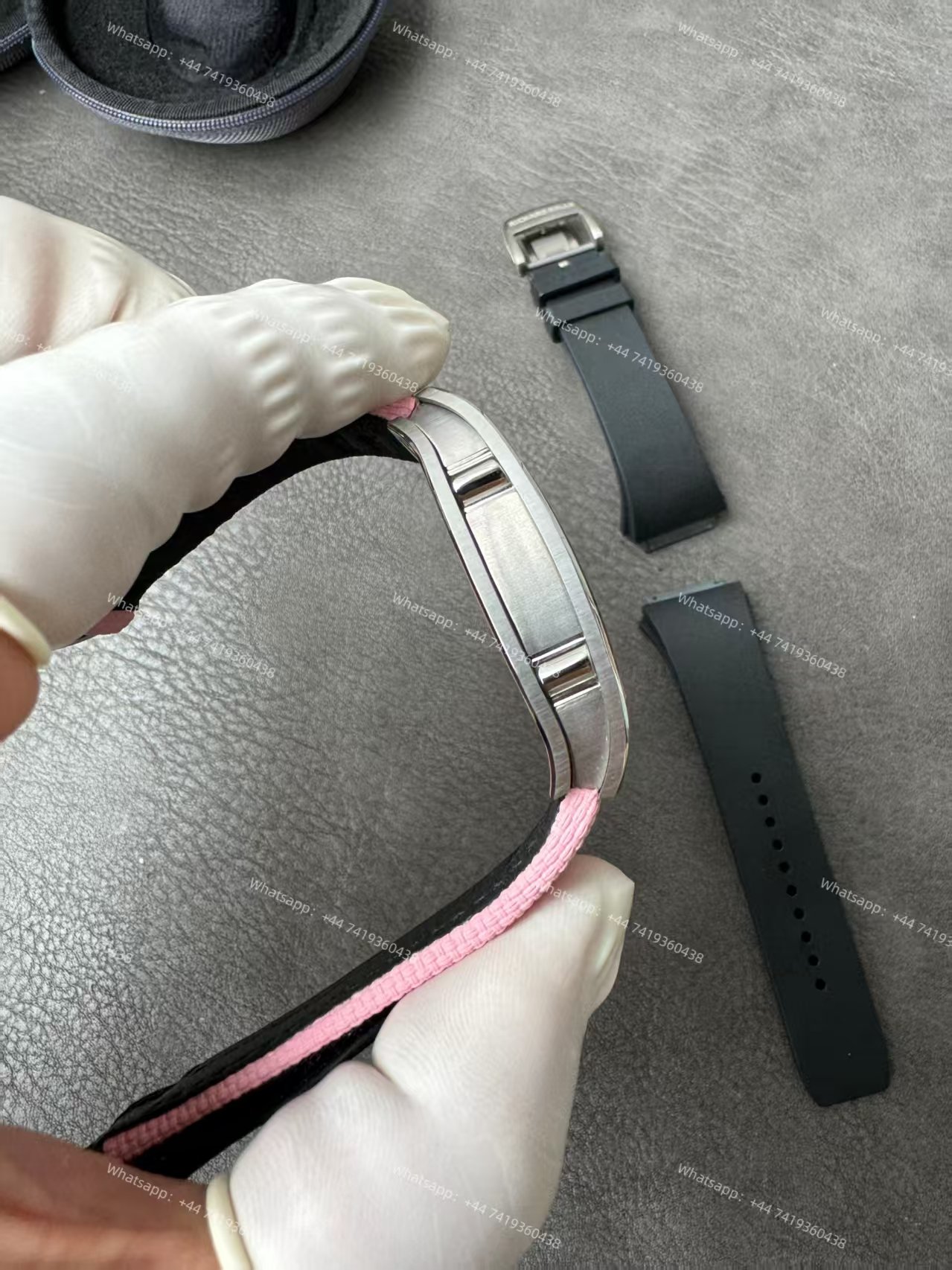 Super Clone Richard Mille RM 67-01 Titanium Skeleton Pink Velcro Strap