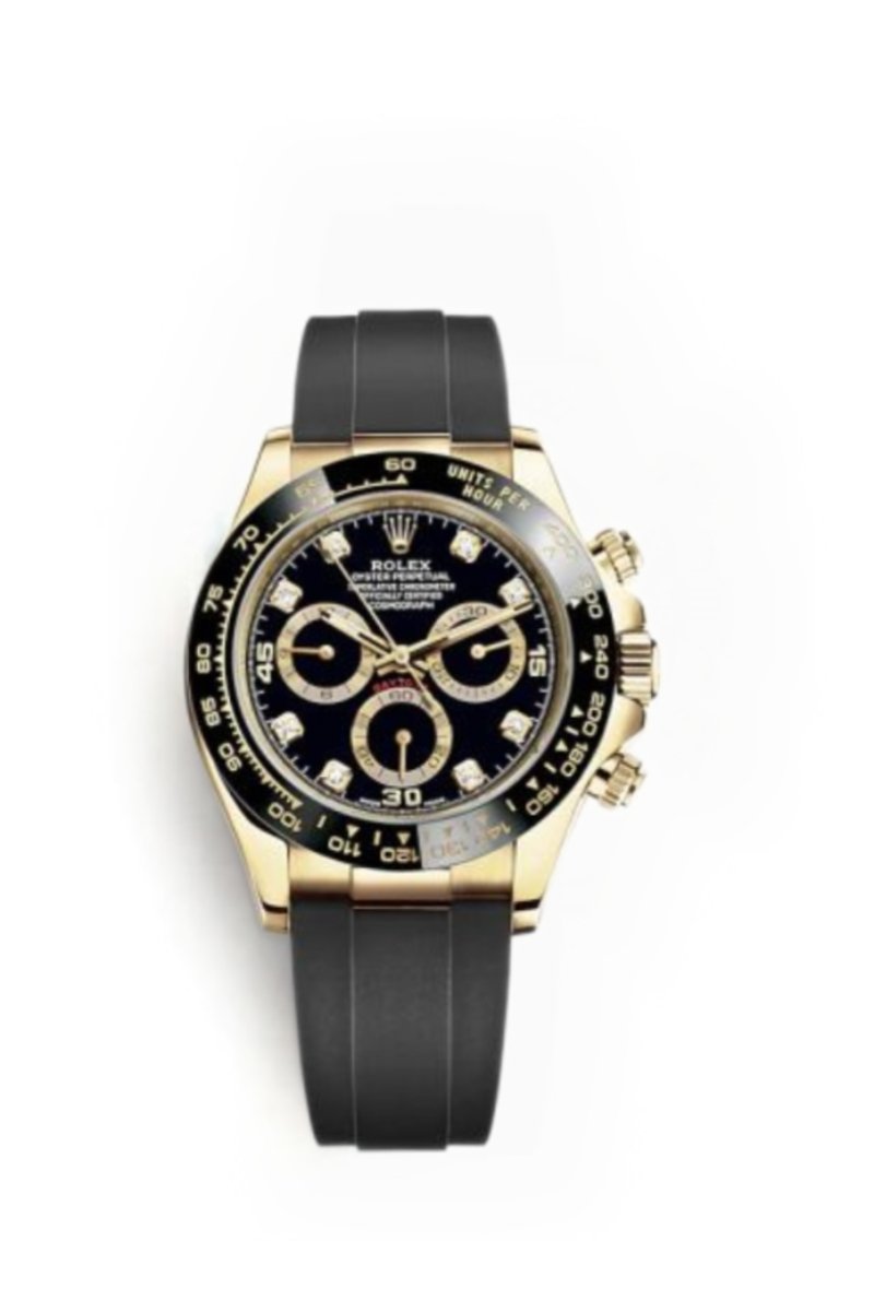 Rolex Daytona 1:1 Replica – M116518LN-0078 Black Diamond Dial 18K Gold 4130 Super Clone