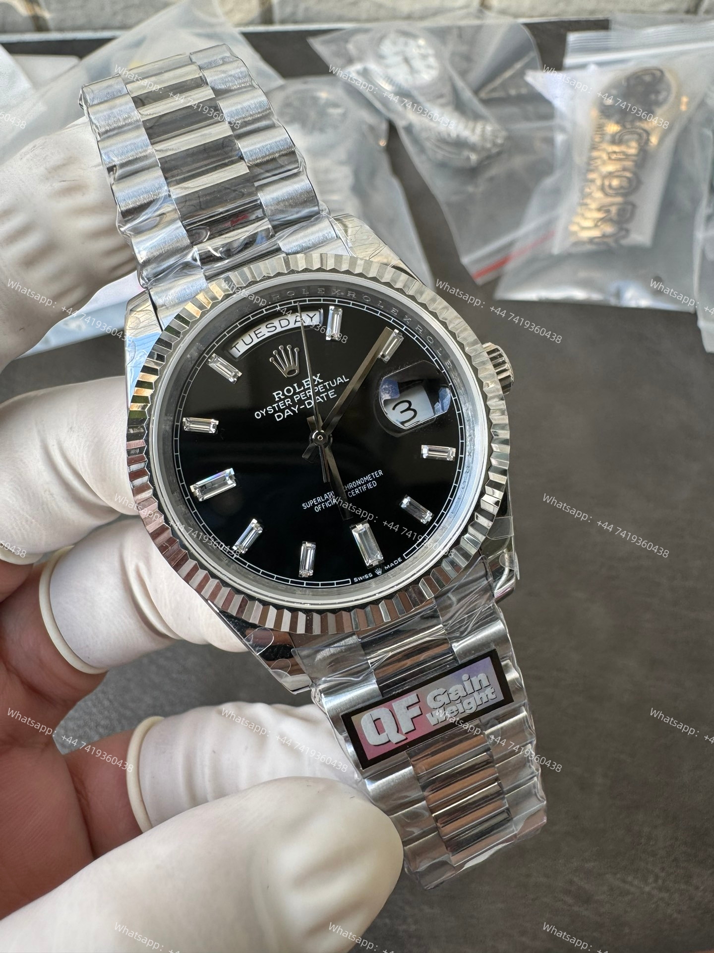 Rolex Day-Date m228236-0004 Black diamond-set dial President bracelet 3255 Movement (40mm) Best Super Clone