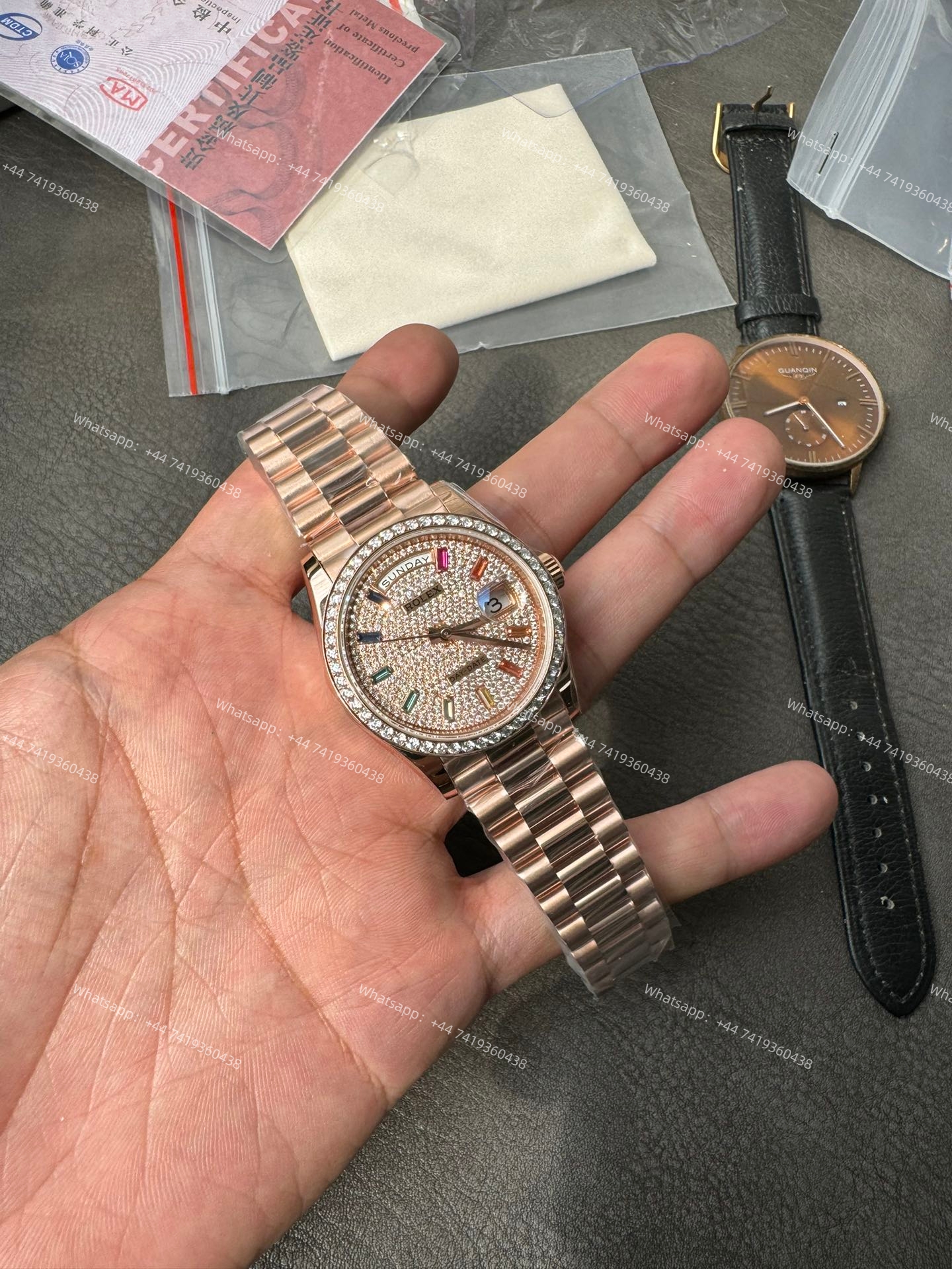 Rolex Day-Date m128235-0039 Moissanite Rainbow Diamond Dial Presidential bracelet 3255 Movement (36mm) Best Super Clone