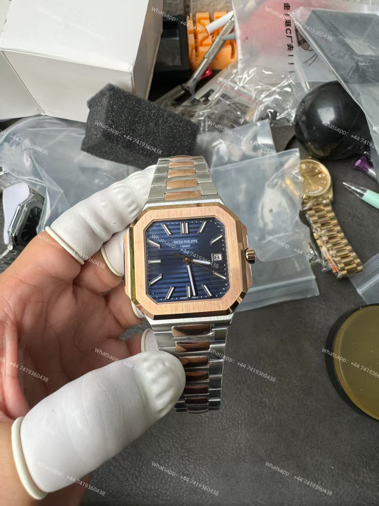 Patek Philippe Super Clone Cubitus 5821/1AR-001 Gold & Steel Blue Dial 45MM