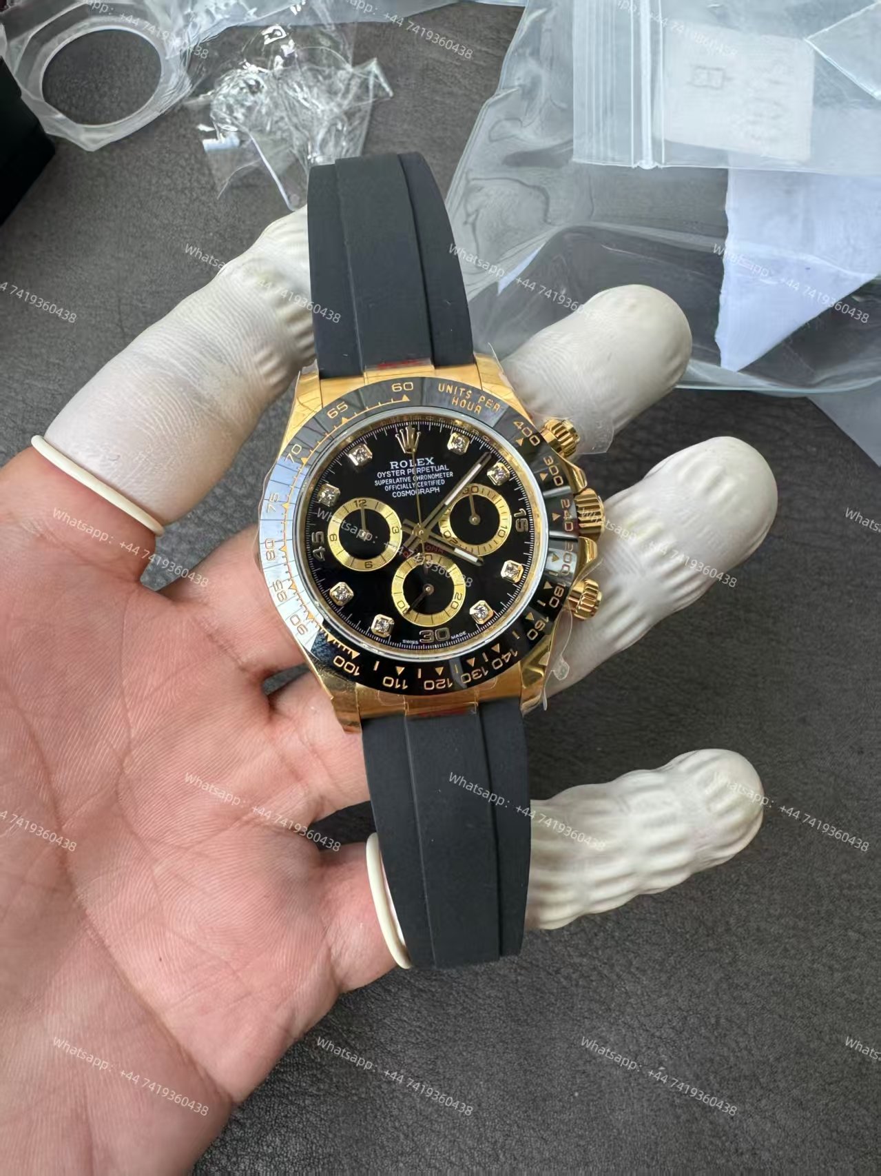 Rolex Daytona 1:1 Replica – M116518LN-0078 Black Diamond Dial 18K Gold 4130 Super Clone
