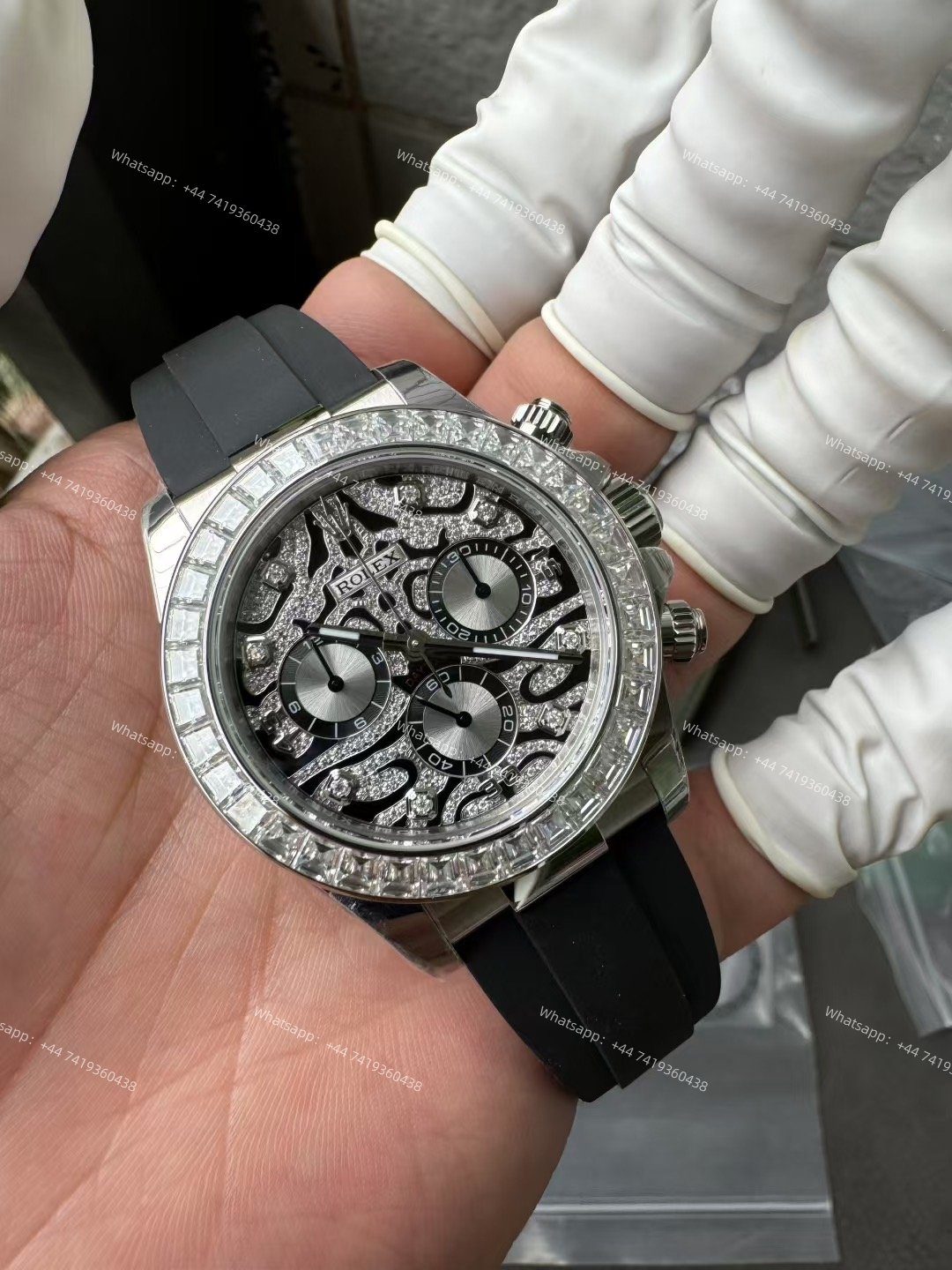 Rolex Daytona 116589TBR 1:1 Replica – 18K Platinum-Plated Eye of the Tiger Diamond Dial Super Clone 4130