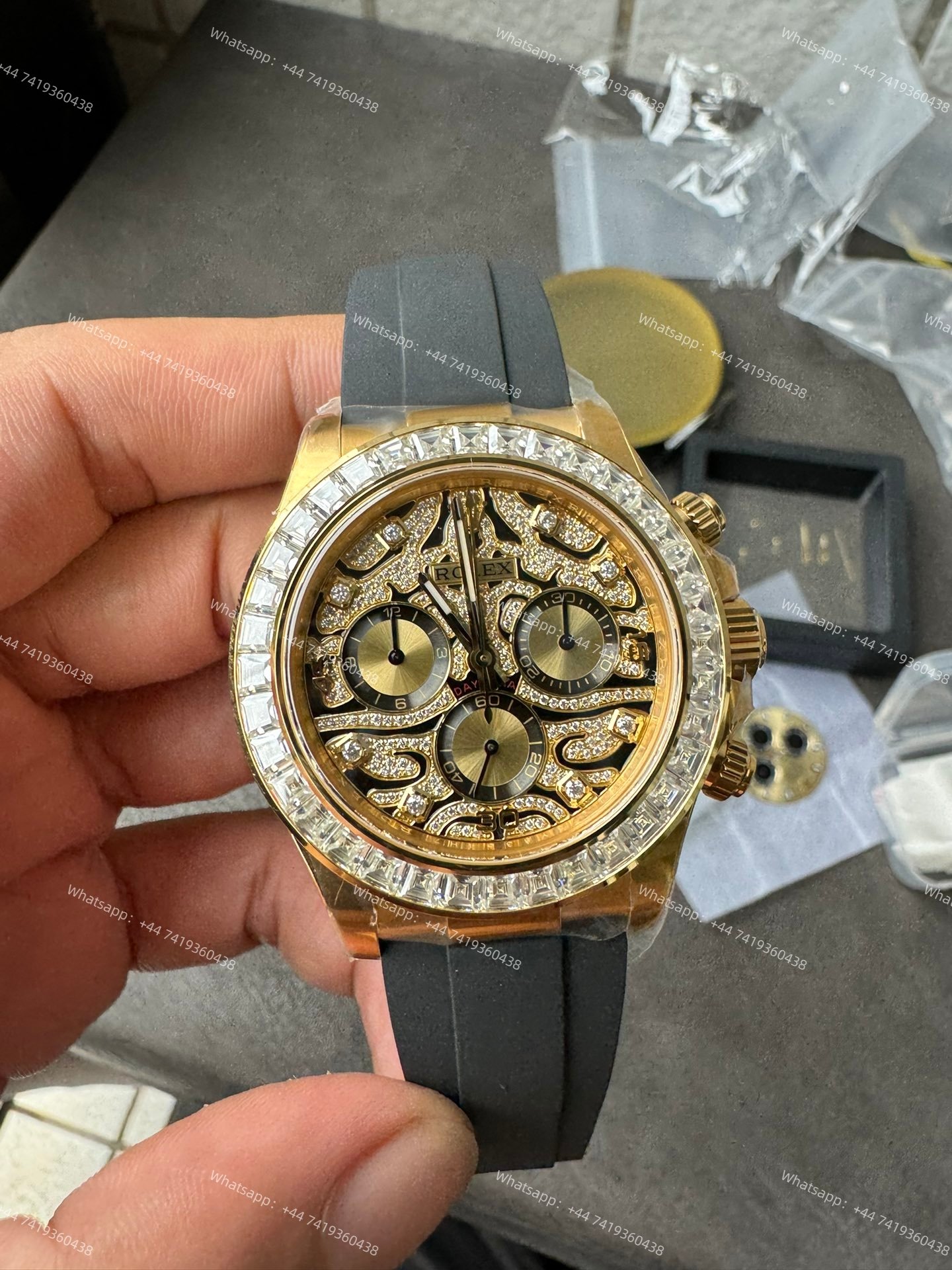 Rolex Daytona 116588TBR 1:1 Replica – 18K Gold Eye of the Tiger Diamond Dial Super Clone 4130