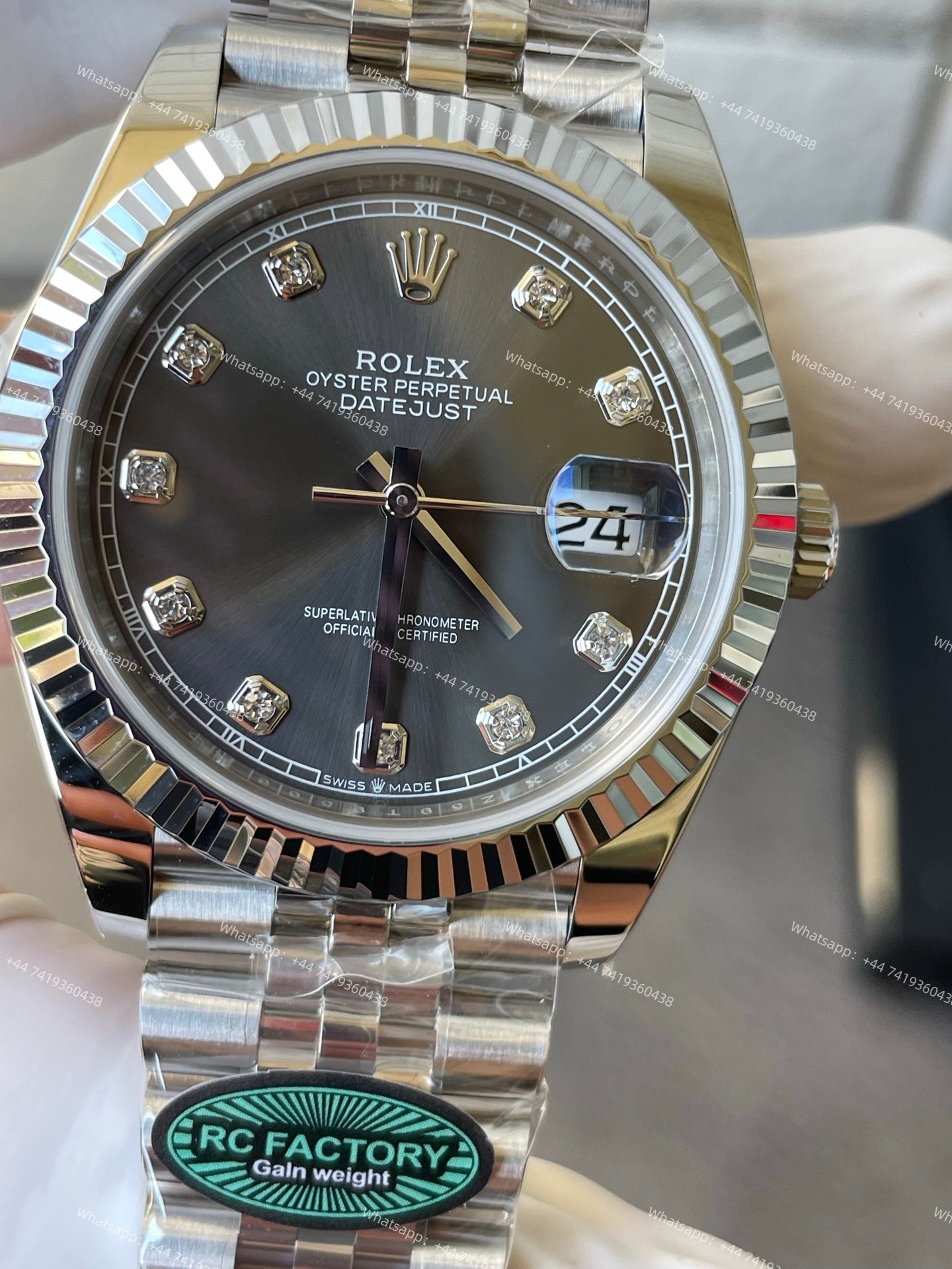 Rolex Datejust M126334-0006 1:1 Replica Grey Diamond Dial Jubilee 41MM 3235 Movement Super Clone Watch