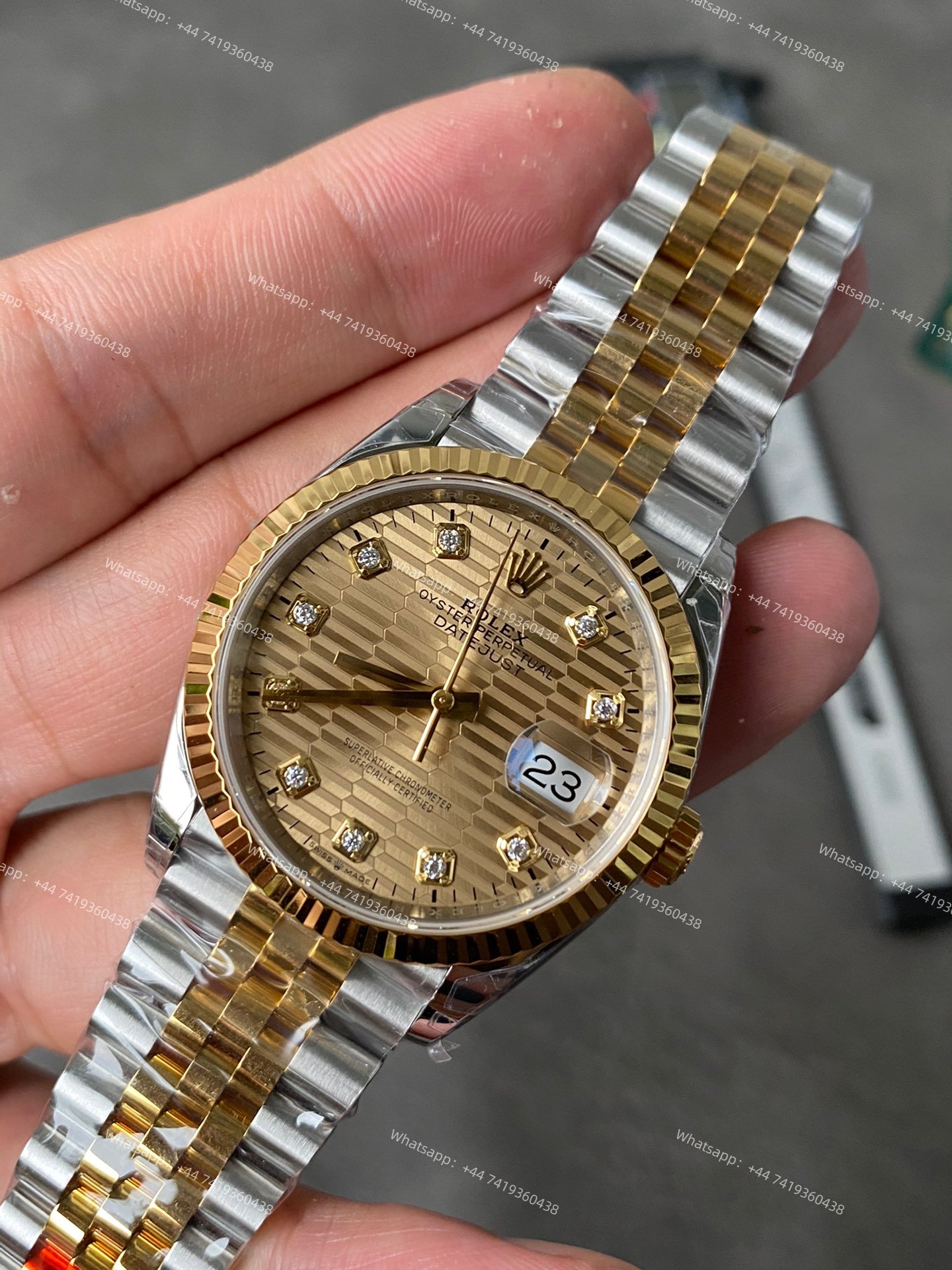 Rolex Datejust M126233-0045 1:1 Replica Water Ripple Diamond Gold Dial Jubilee 36MM 3235 Movement Super Clone Watch