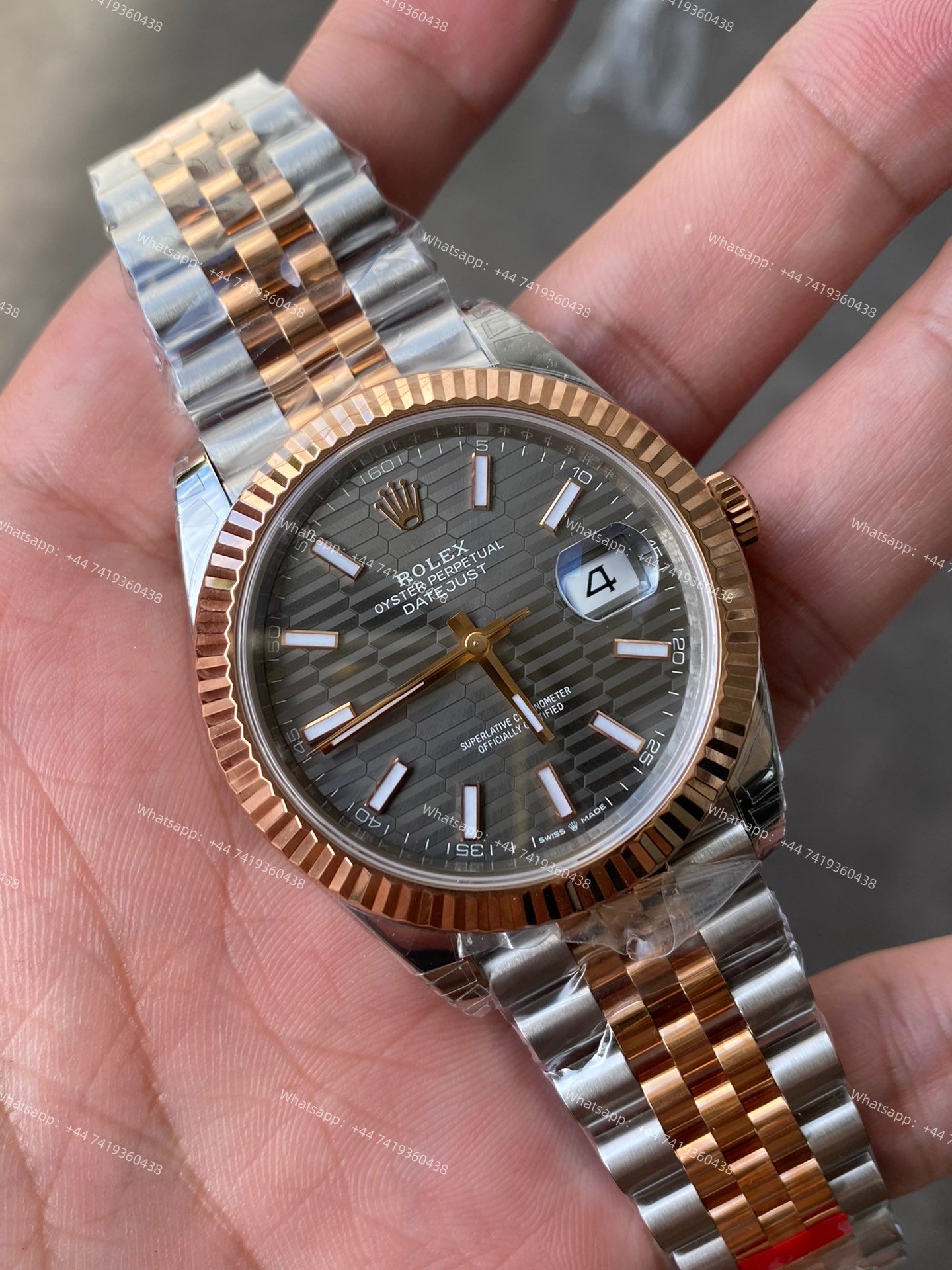 Rolex Datejust M126331-0020 1:1 Replica Water Ripple Rose Gold Gray Dial Jubilee 41MM 3235 Movement Super Clone Watch
