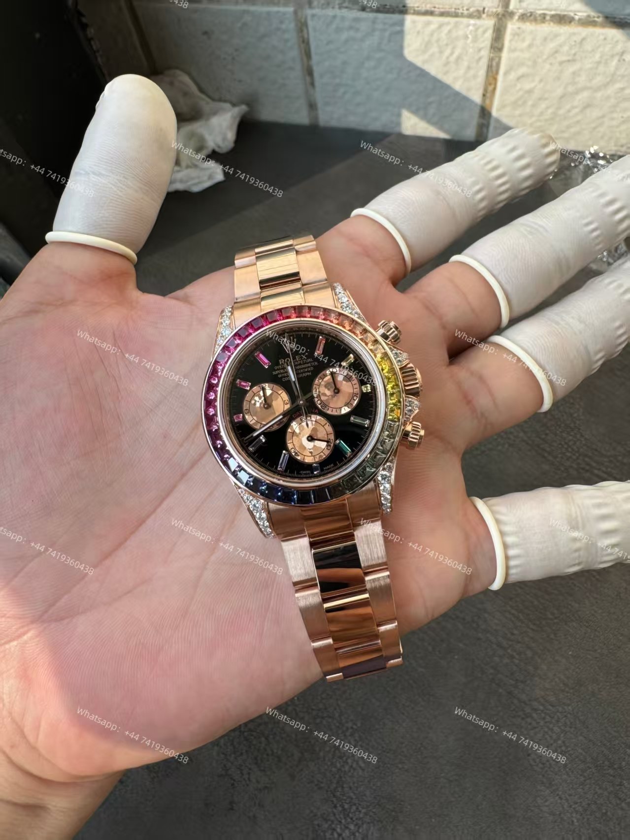 Rolex Super Clone Rainbow Daytona 1:1 Replica Watch – 18K Rose Gold