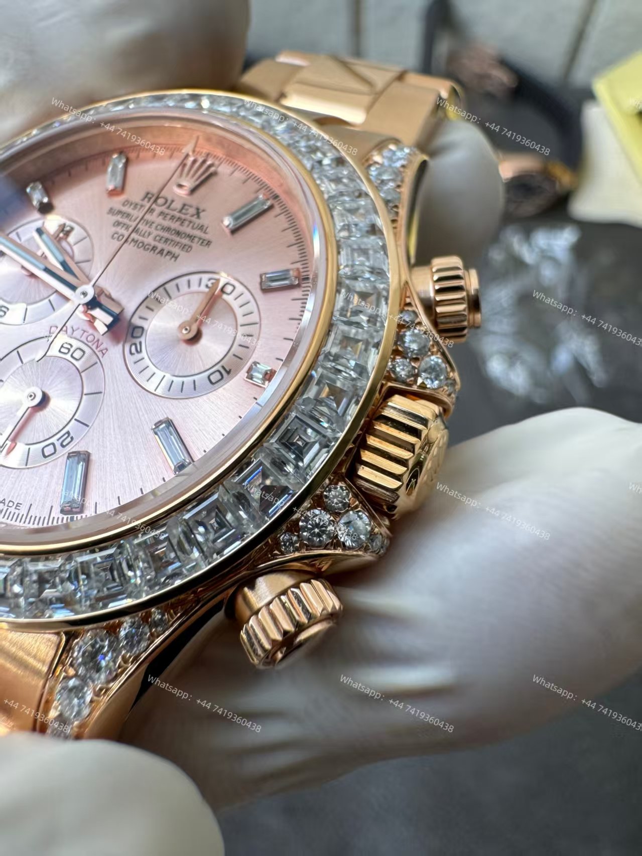 Rolex Super Clone Daytona 126595TBR 1:1 Replica Watch – 18K Rose Gold Diamond Beze 4131 movement