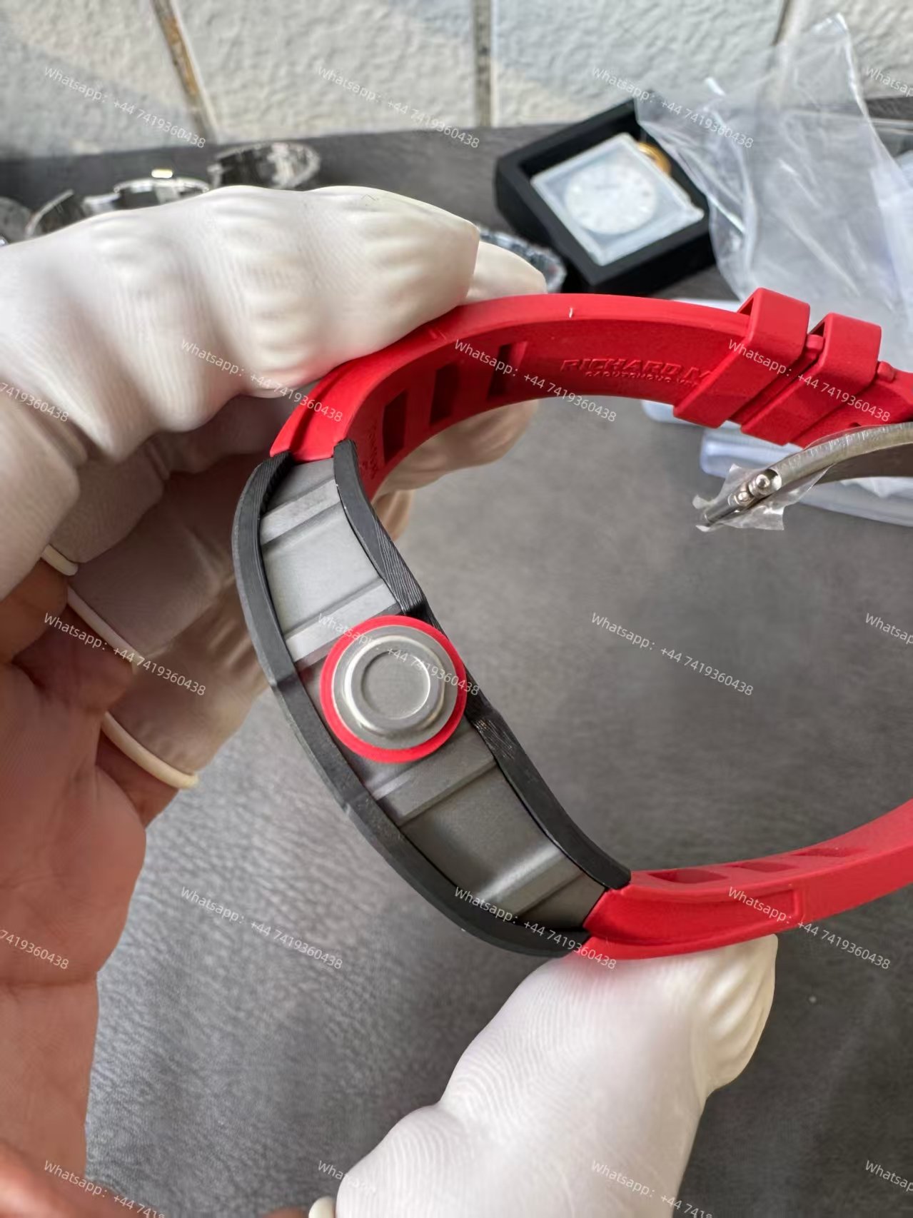 Richard Mille RM 055 Carbon TPT Skeleton Vaucher Free-Sprung Movement Red Rubber Strap Custom Super Clone