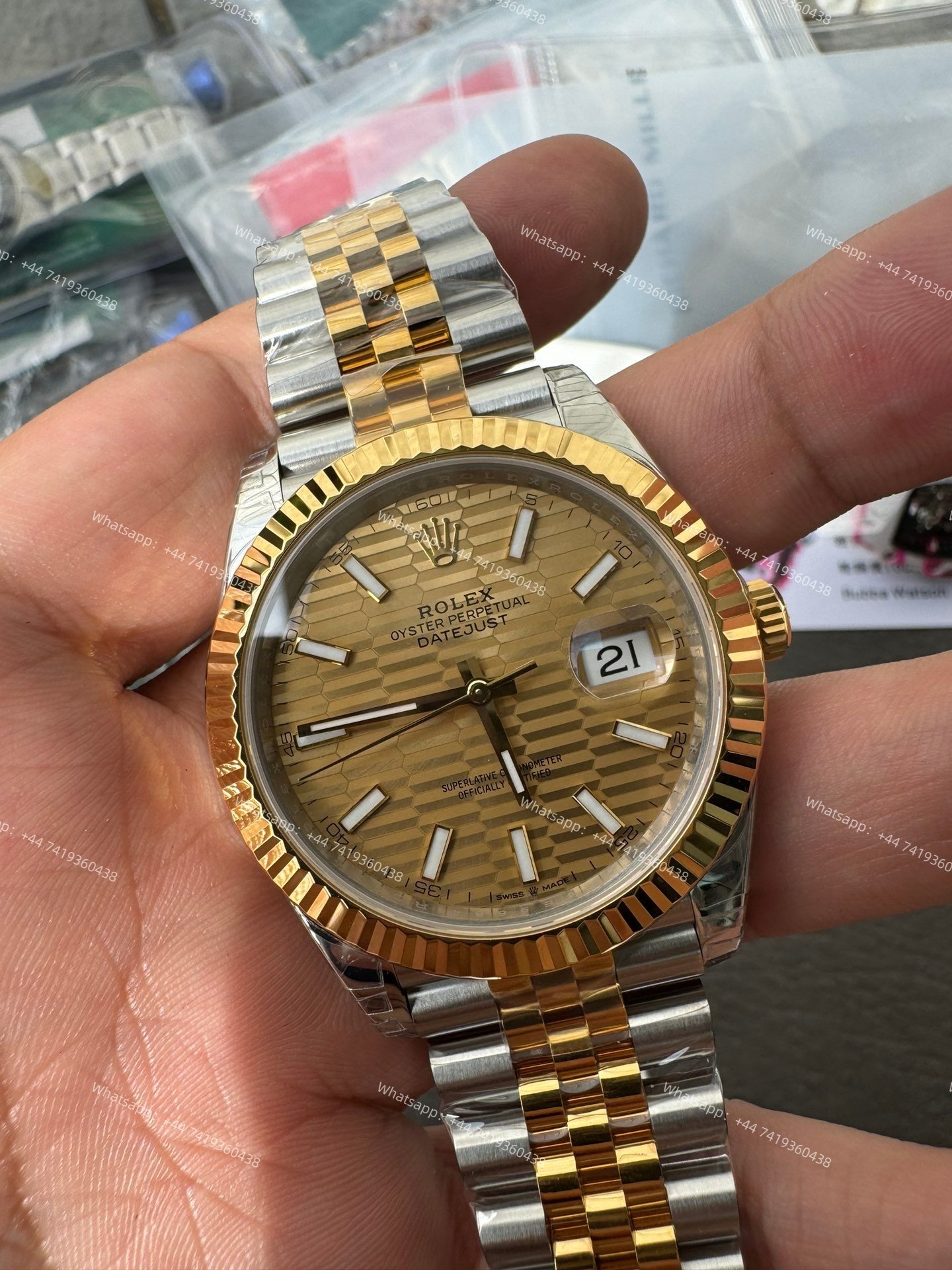 Rolex Datejust M126333-0022 Water Ripple Gold Dial 1:1 Replica Jubilee 41MM 3235 Movement Super Clone Watch