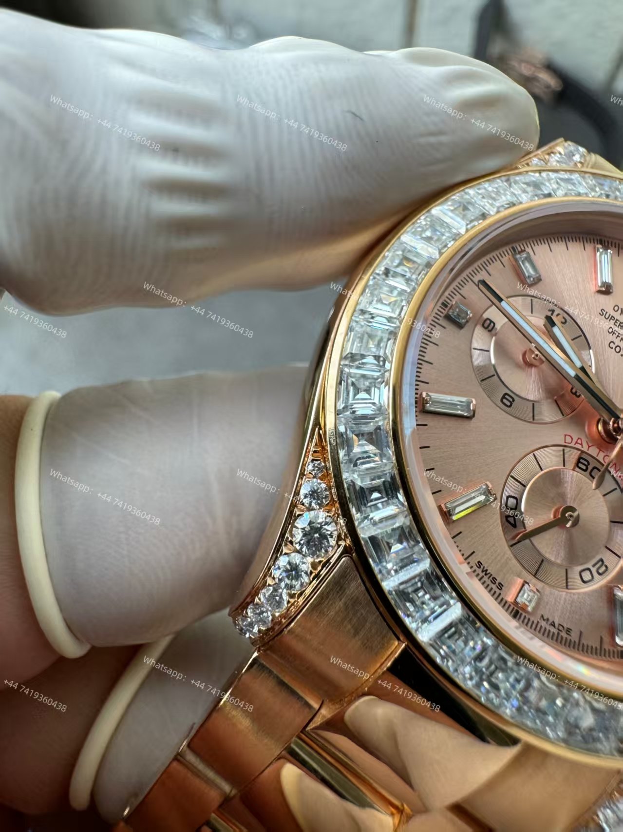 Rolex Super Clone Daytona 126595TBR 1:1 Replica Watch – 18K Rose Gold Diamond Beze 4131 movement
