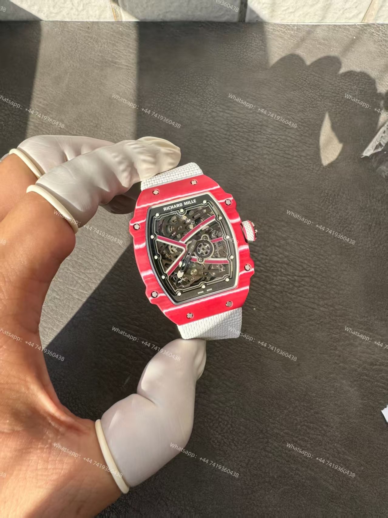 Super Clone Richard Mille RM67-02 “Mutaz Barshim” Quartz TPT Skeleton Tourbillon 1:1 Replica Watch with White Strap