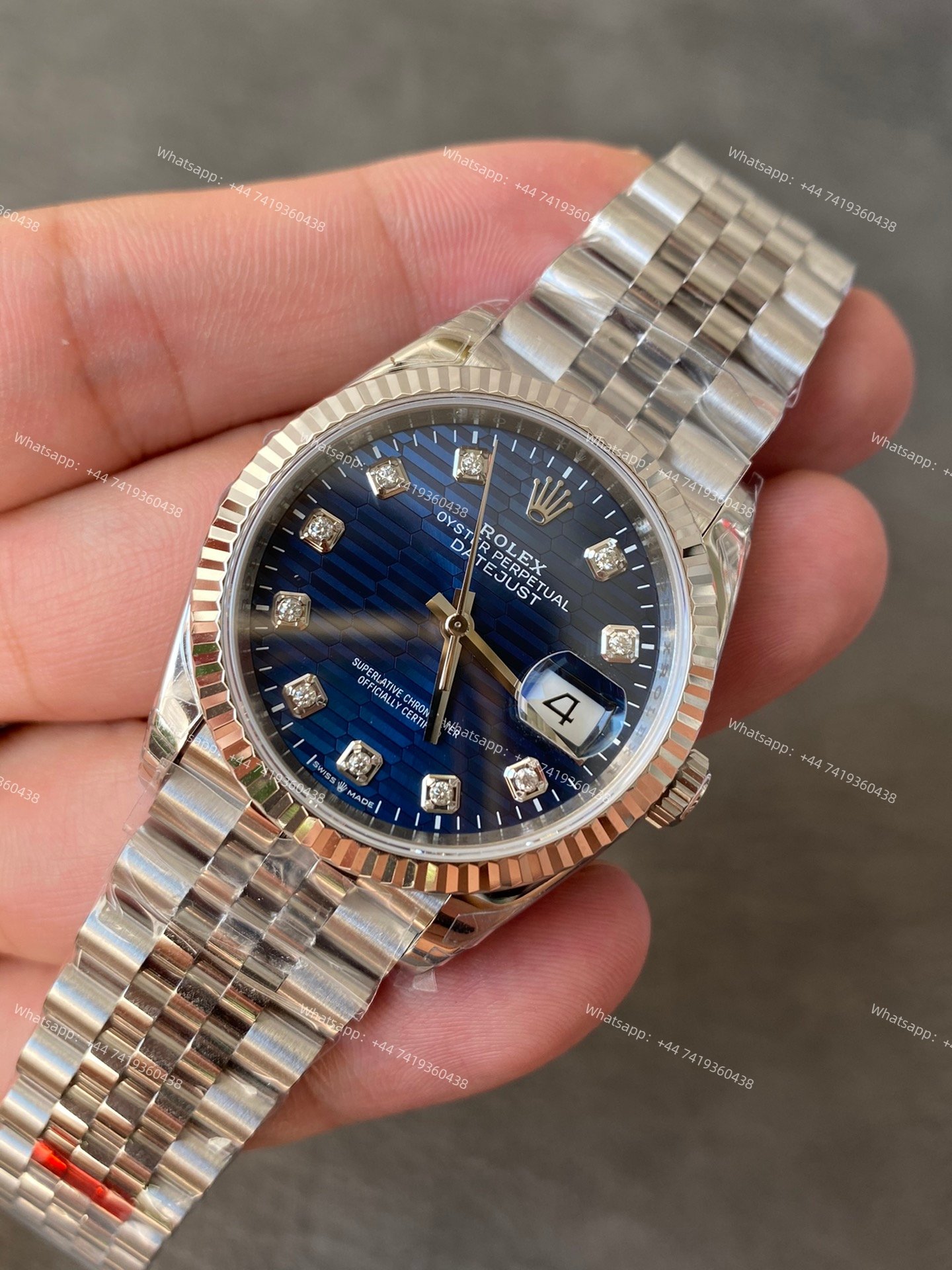 Rolex Datejust M126234-0057 1:1 Replica Water Ripple Diamond Blue Dial Jubilee 36MM 3235 Movement Super Clone Watch