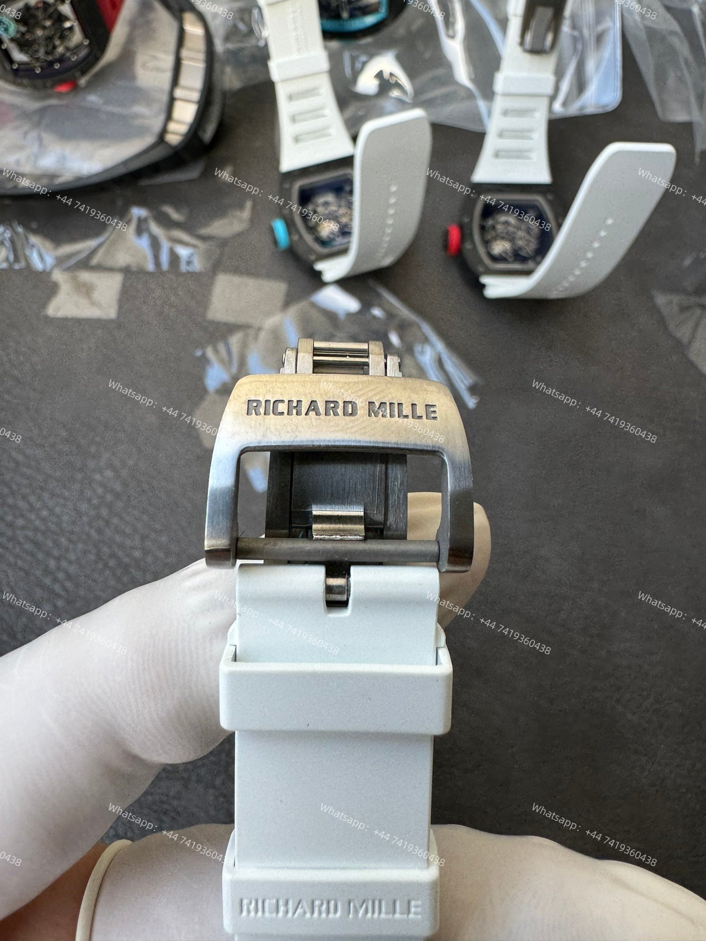 Super Clone Richard Mille RM 055 Carbon TPT White Rubber Strap 1:1 Replica Watch